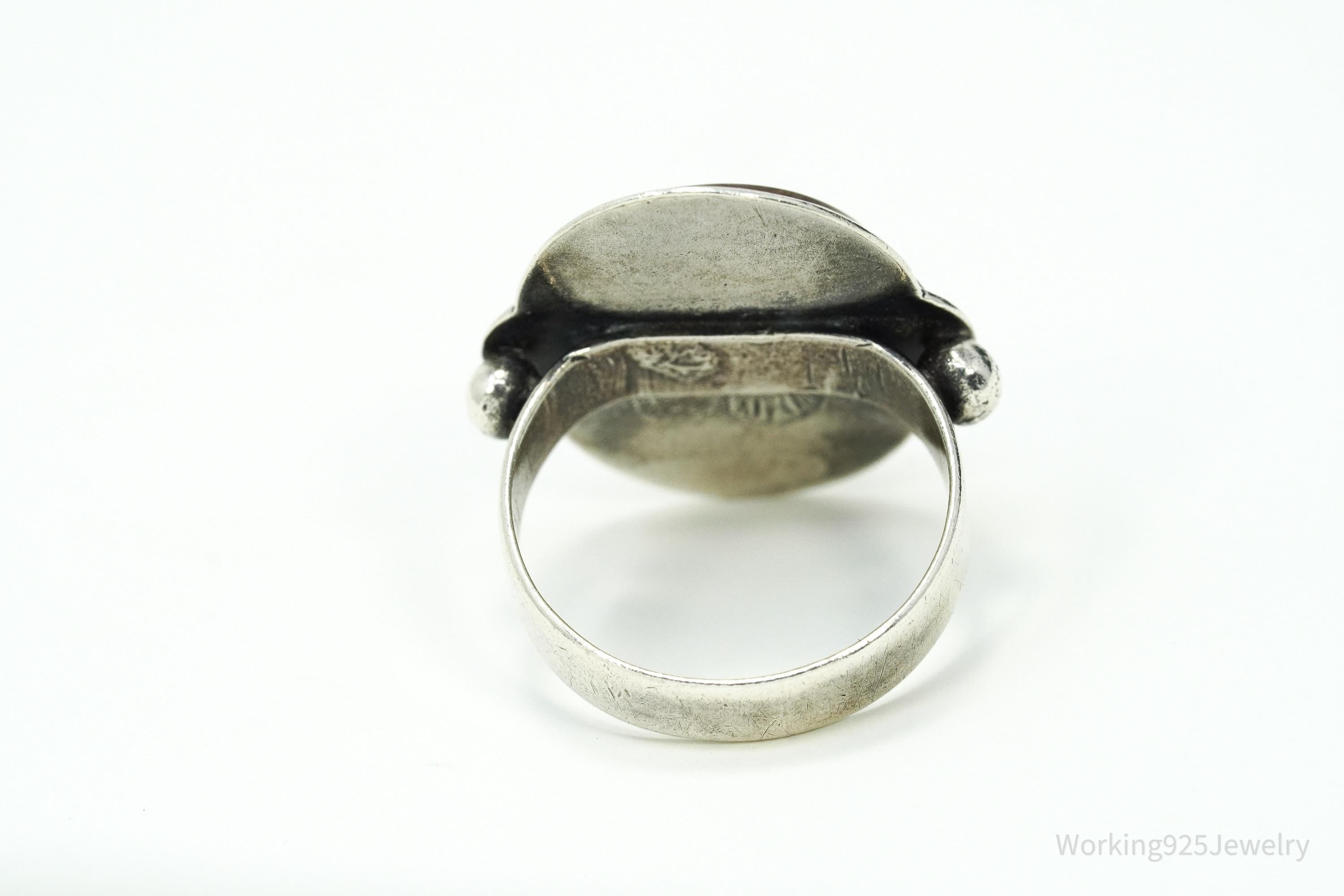 Vintage Jasper Modernist Style Silver Ring - Size 7