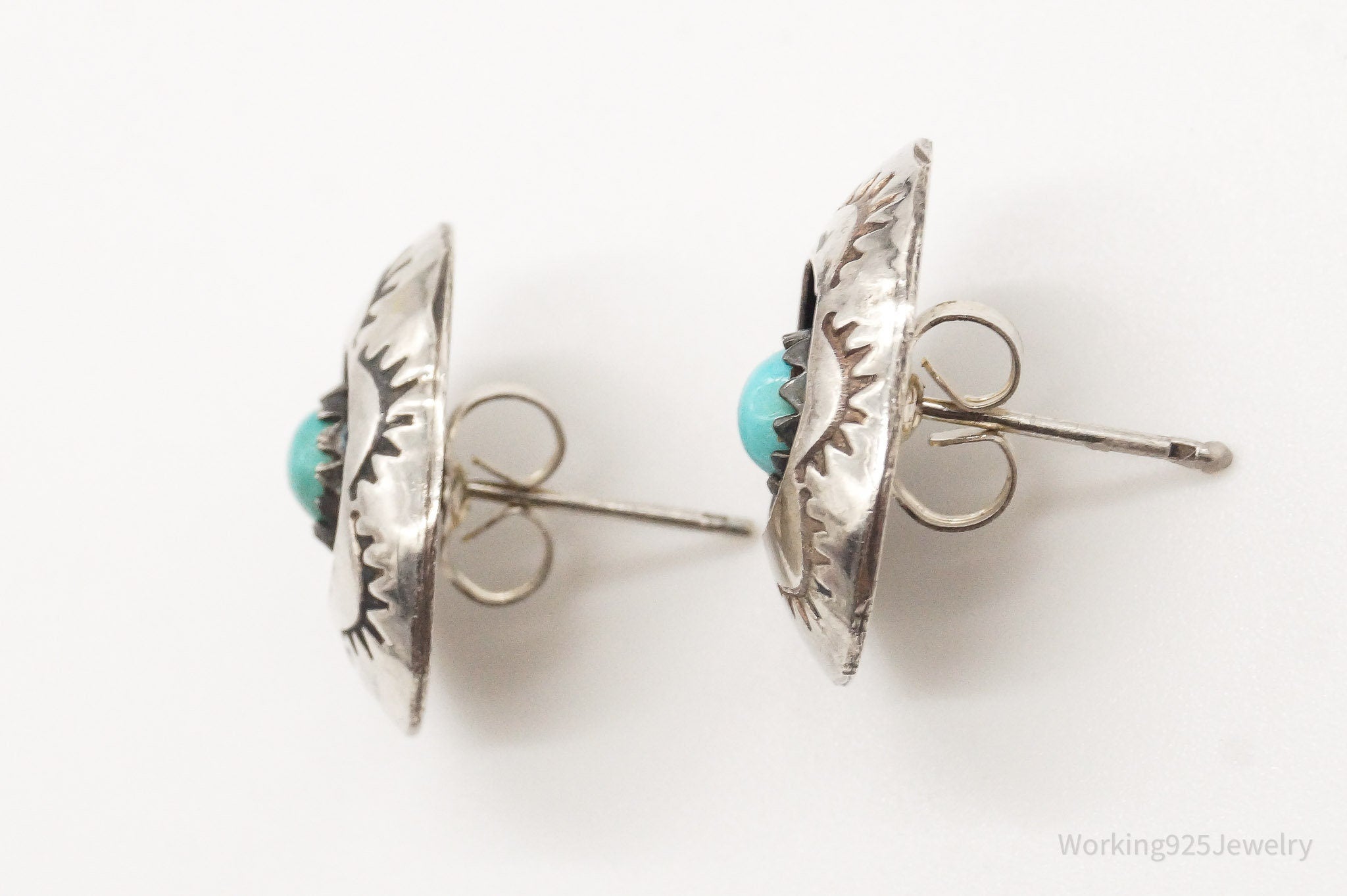 Vintage Native American Turquoise Silver Earrings