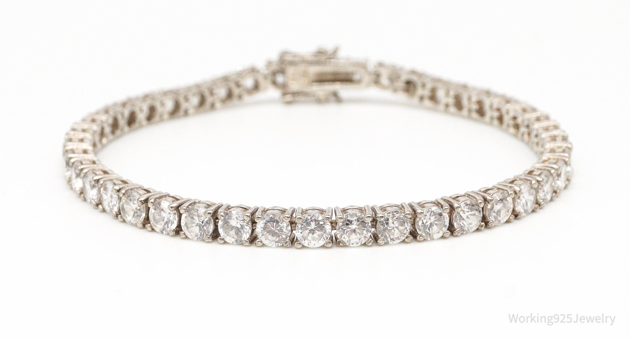 Vintage Seta Cubic Zirconia Sterling Silver Tennis Bracelet