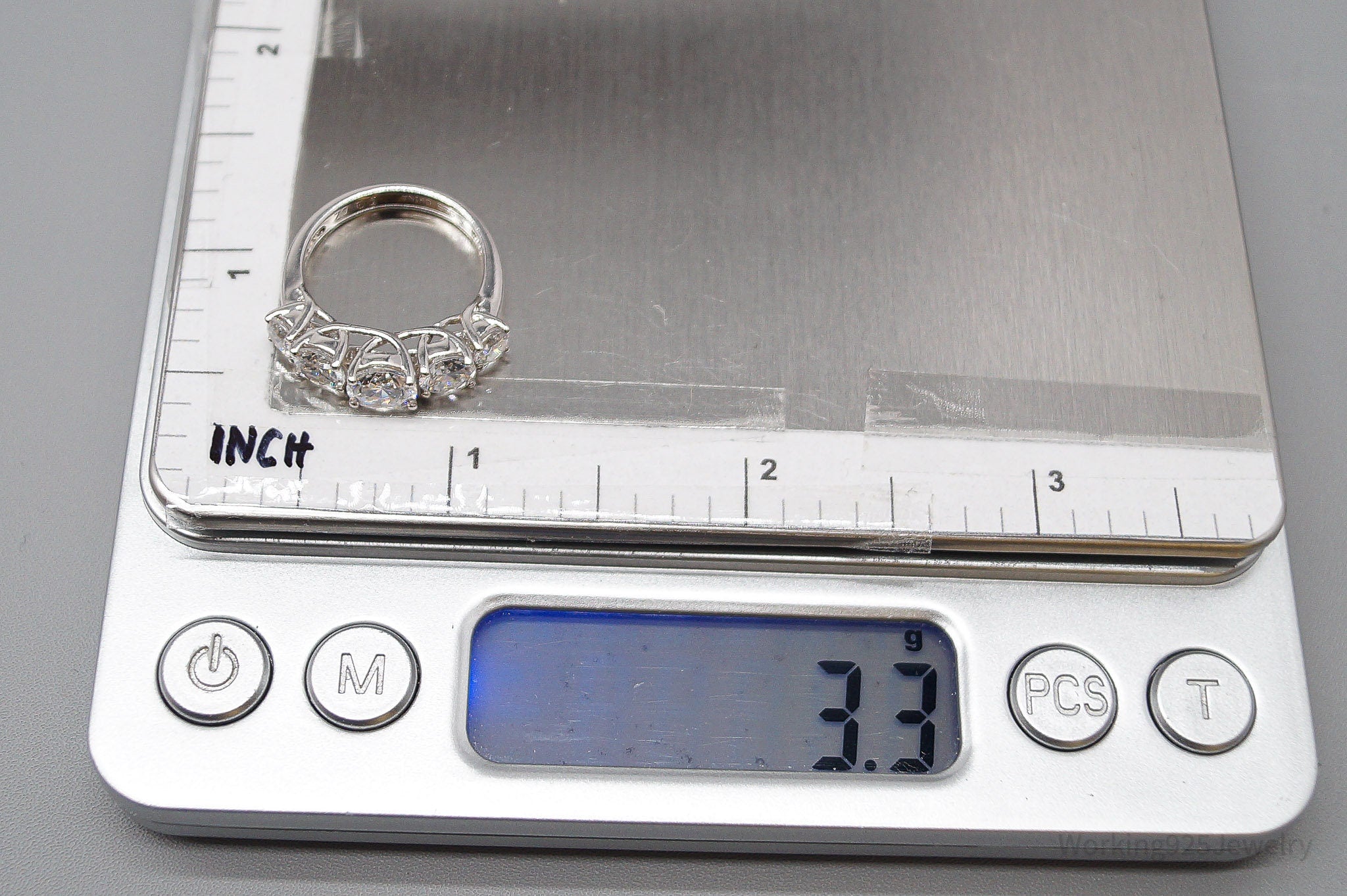 Vintage Diamonique Cubic Zirconia Sterling Silver Ring - Size 5.25