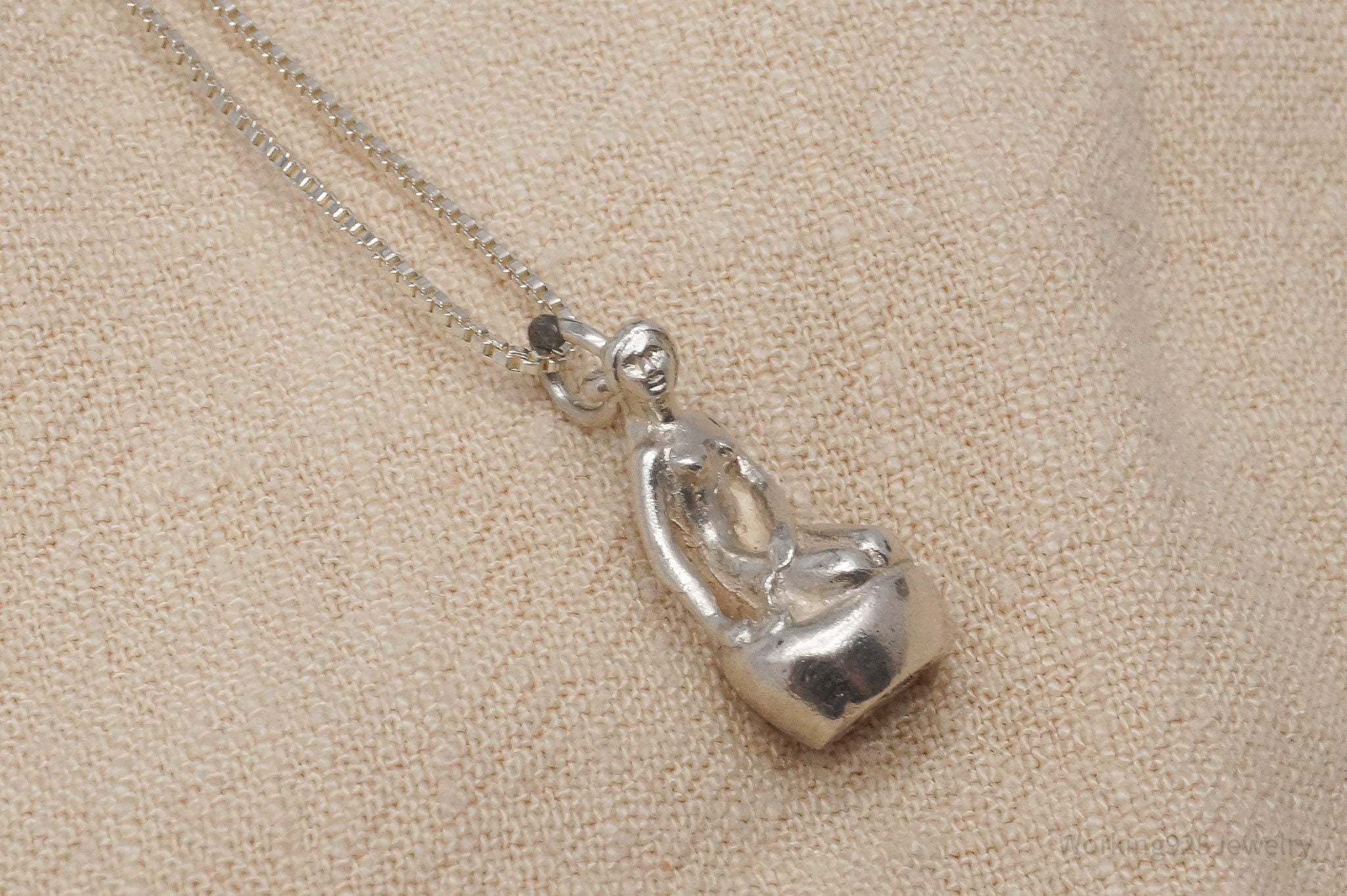 Vintage Denmark Bernard Hertz Lady In The Harbor Sterling Silver Necklace 18"
