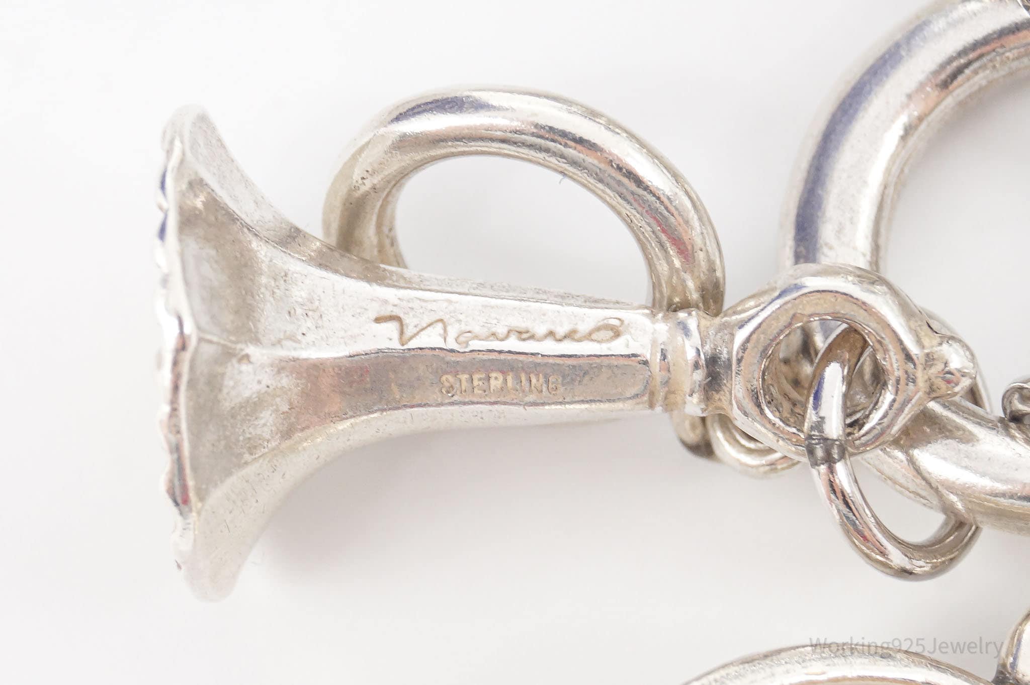 Vintage David Navarro Antique Sterling Silver Charm Chatelaine Keychain Pendant