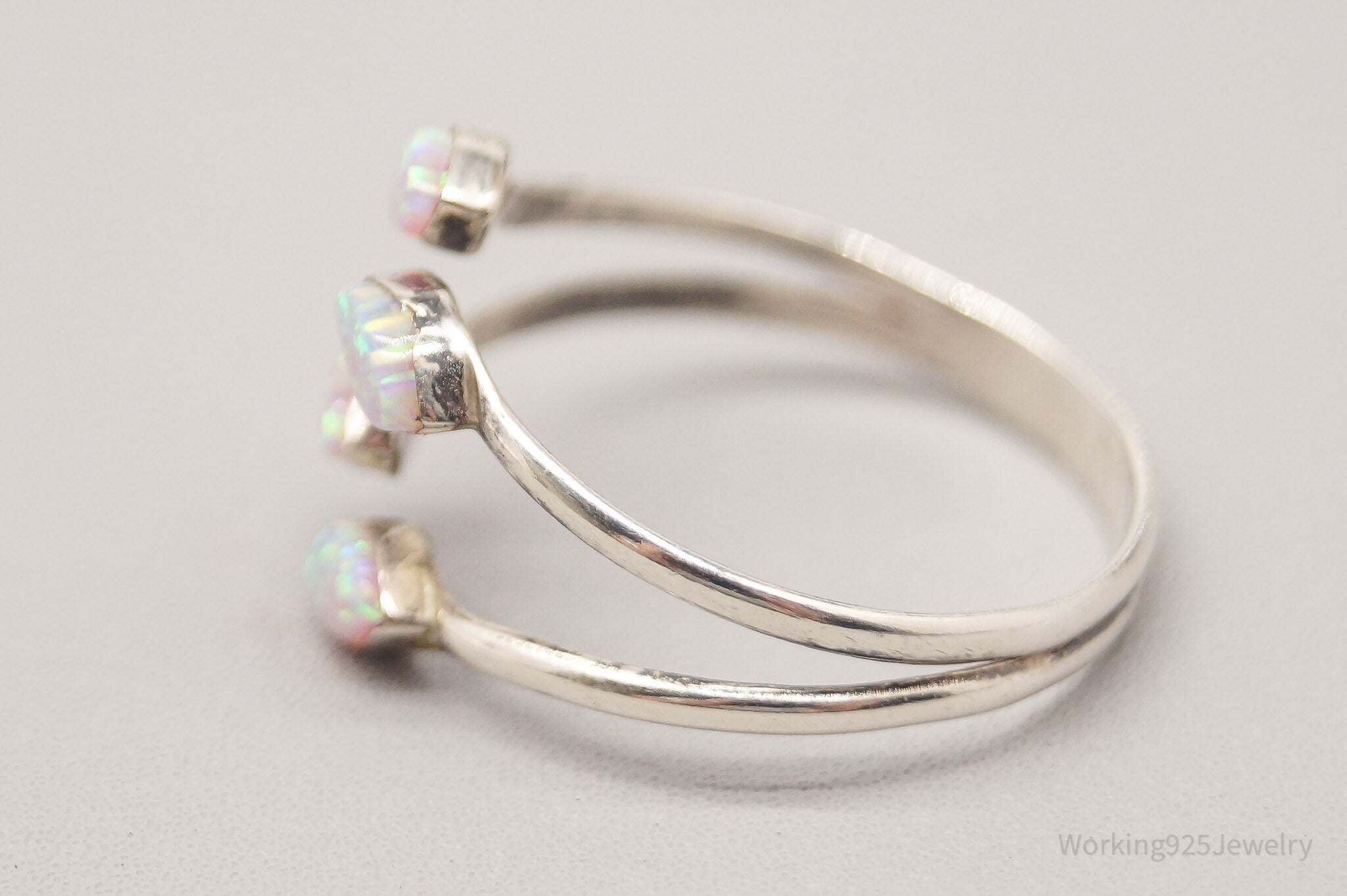 Vintage Opal Silver Ring - Size 11 Adjustable