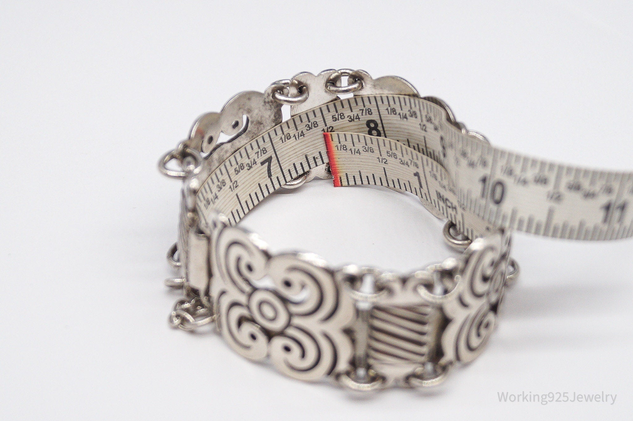 Rare Mid Century Vintage Mexico Modernist Ave Juarez Prieto Sterling Silver Bracelet - 7.5"