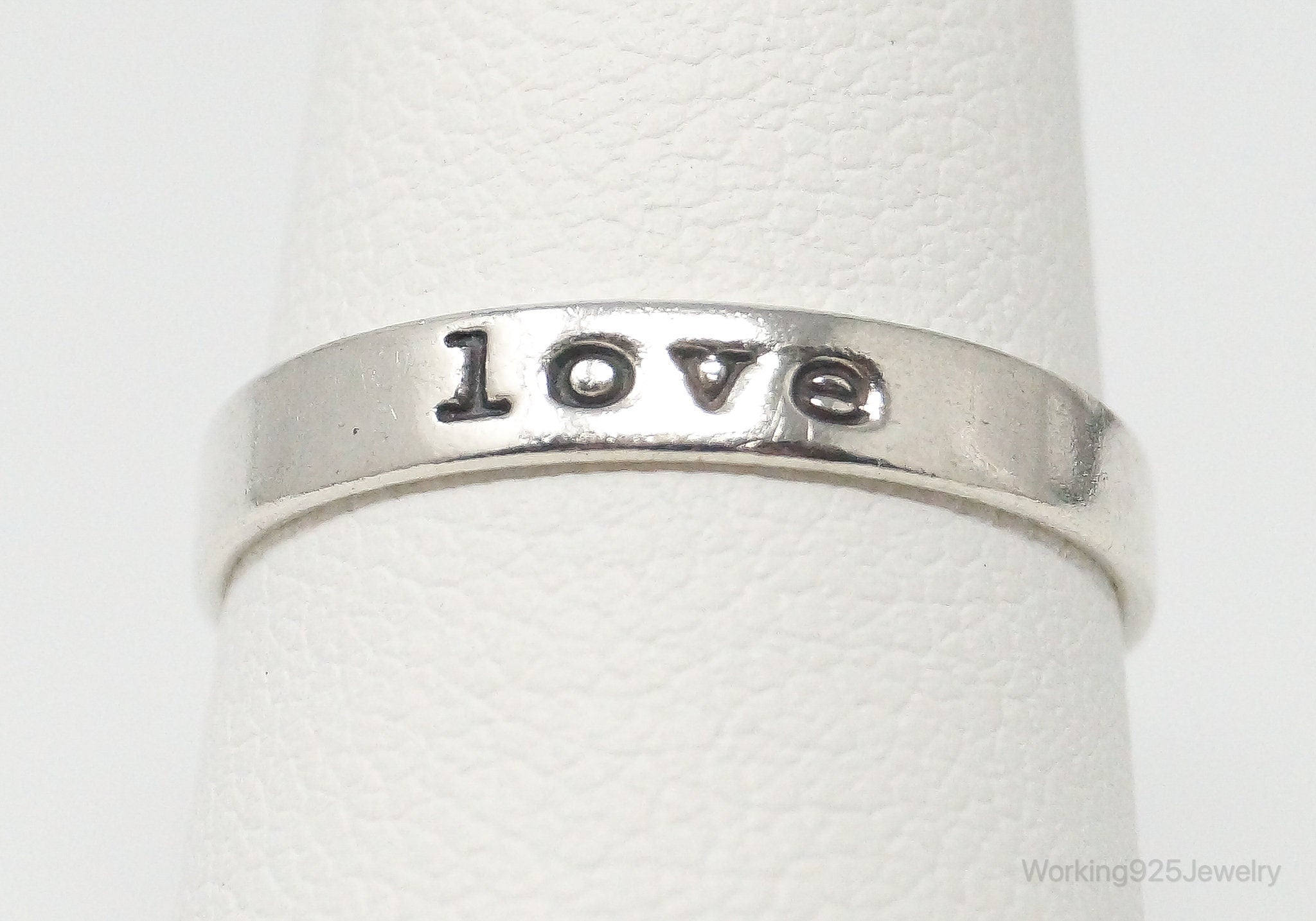 Vintage "Love" Sterling Silver Band Ring - Size 6