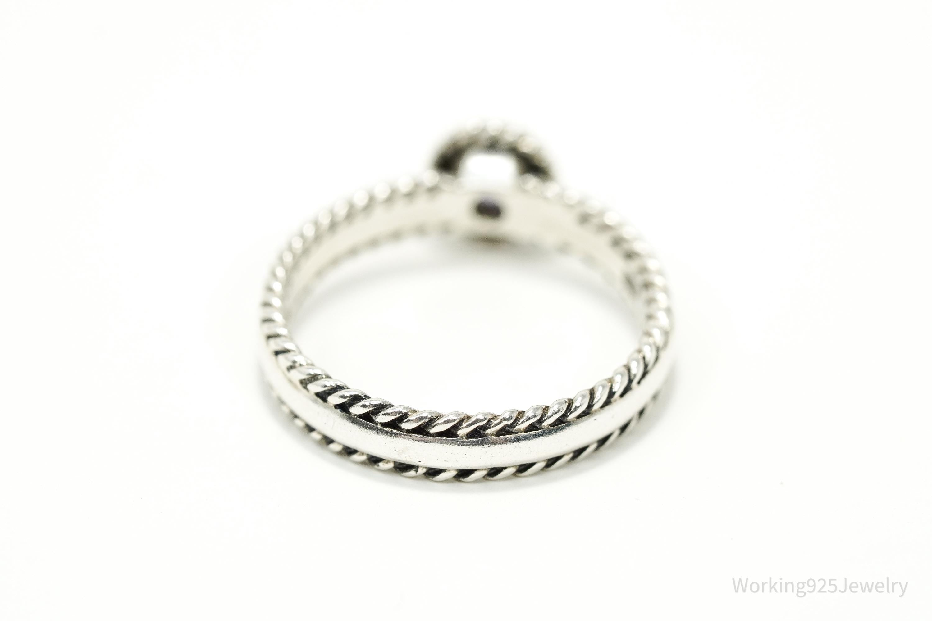 Vintage CNA Purple Amethyst Sterling Silver Ring - Size 7