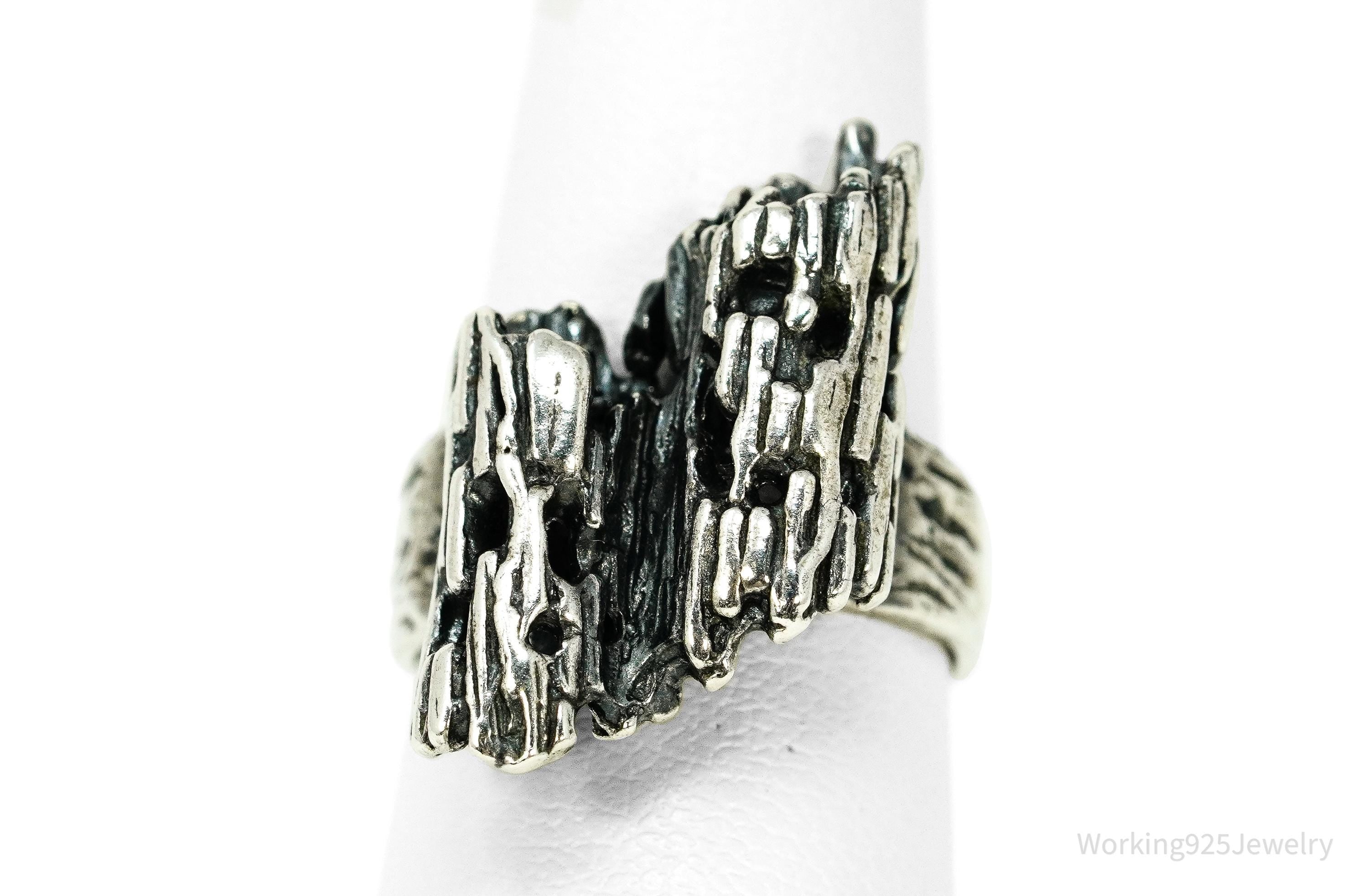 Vintage Brutalist Modernist Style Sterling Silver Ring - Size 6