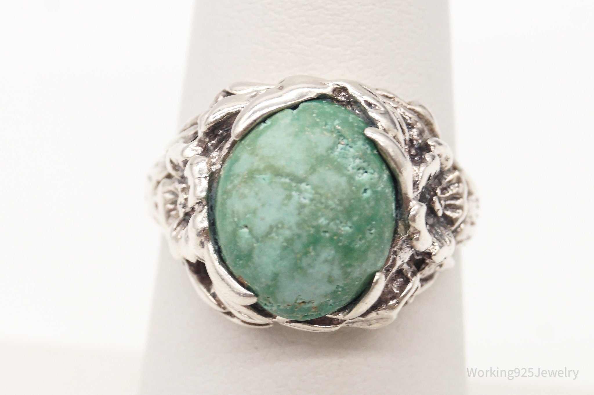 Vintage Turquoise Southwestern Sterling Silver Ring - Size 6.5