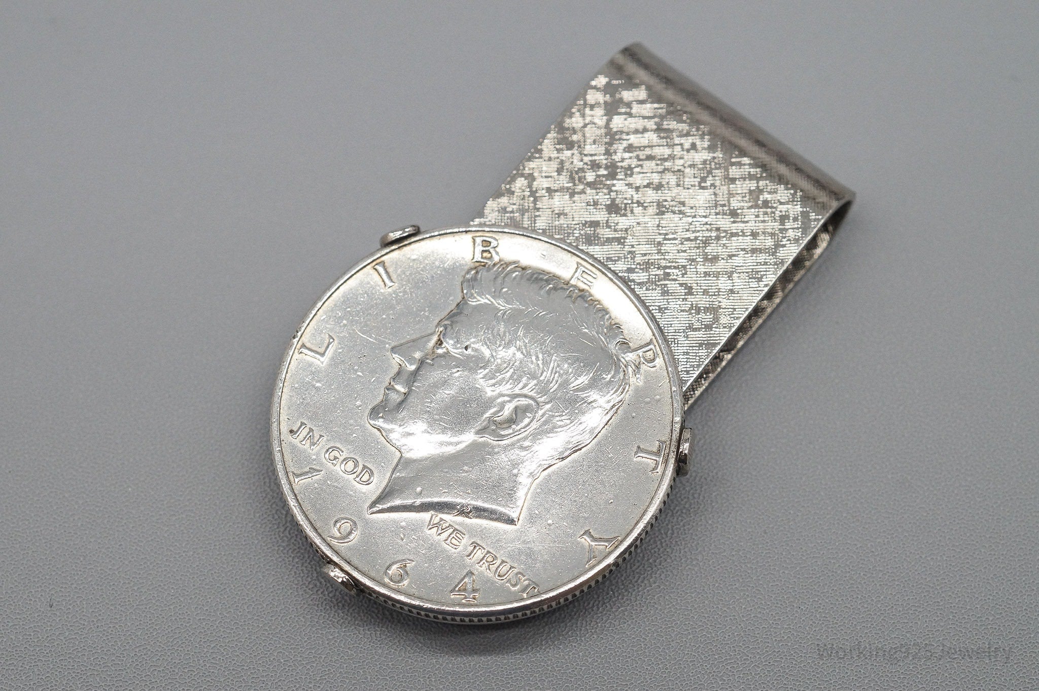 Vintage 1964 Silver Kennedy Half Dollar Coin Silver Money Clip