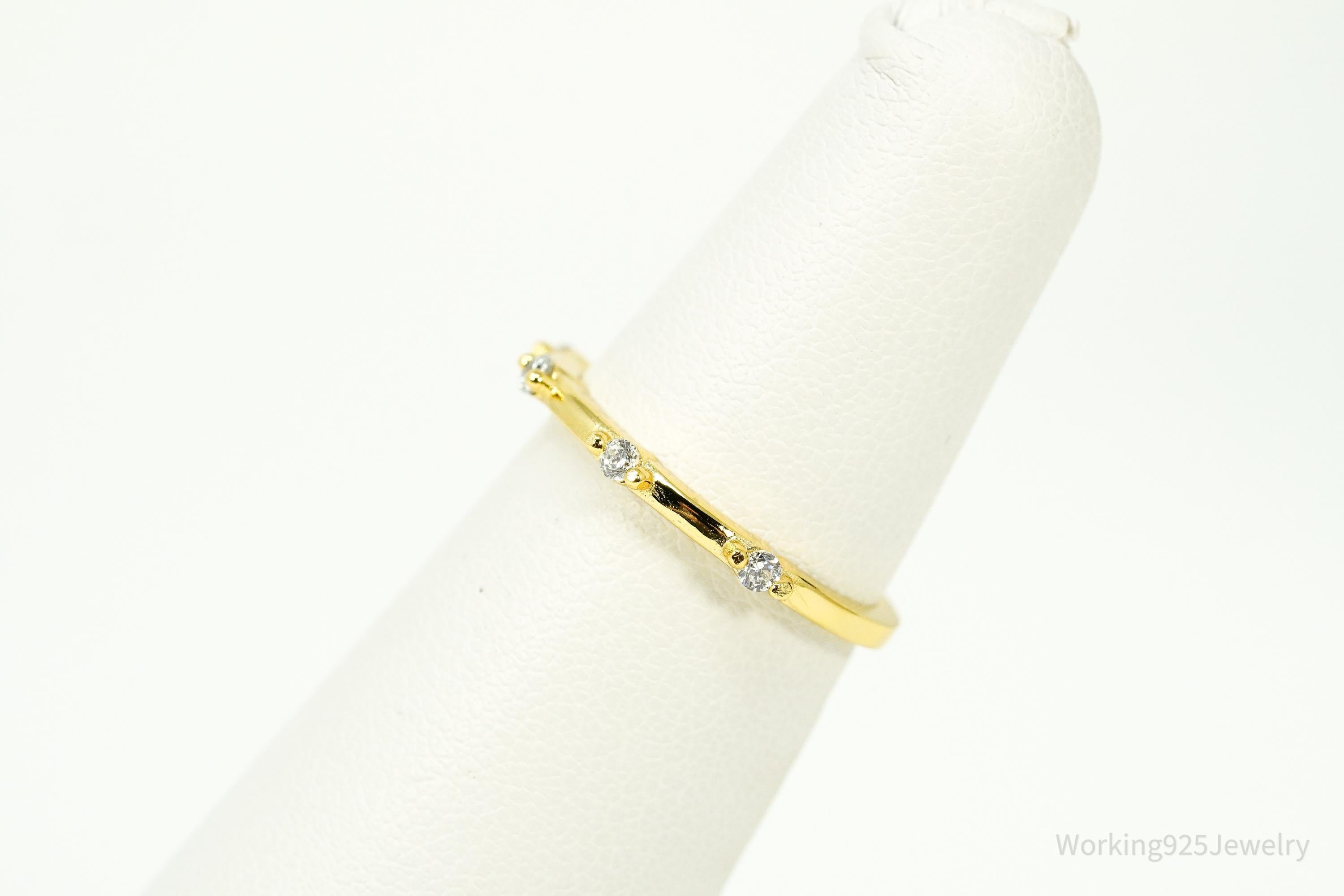 Vintage Cubic Zirconia Gold Vermeil Sterling Silver Ring - Size 5