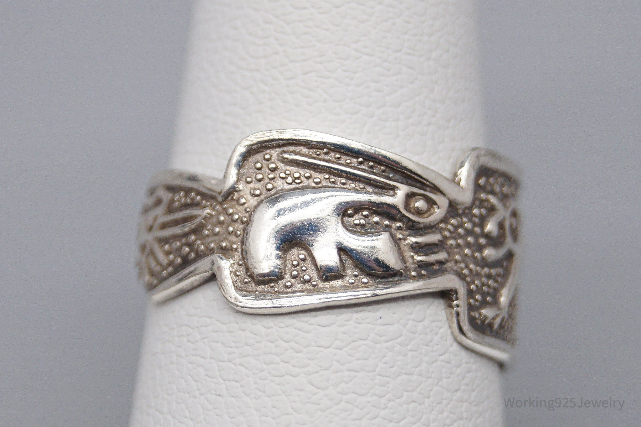 Vintage Tribal Sterling Silver Ring Size 7 Adjustable