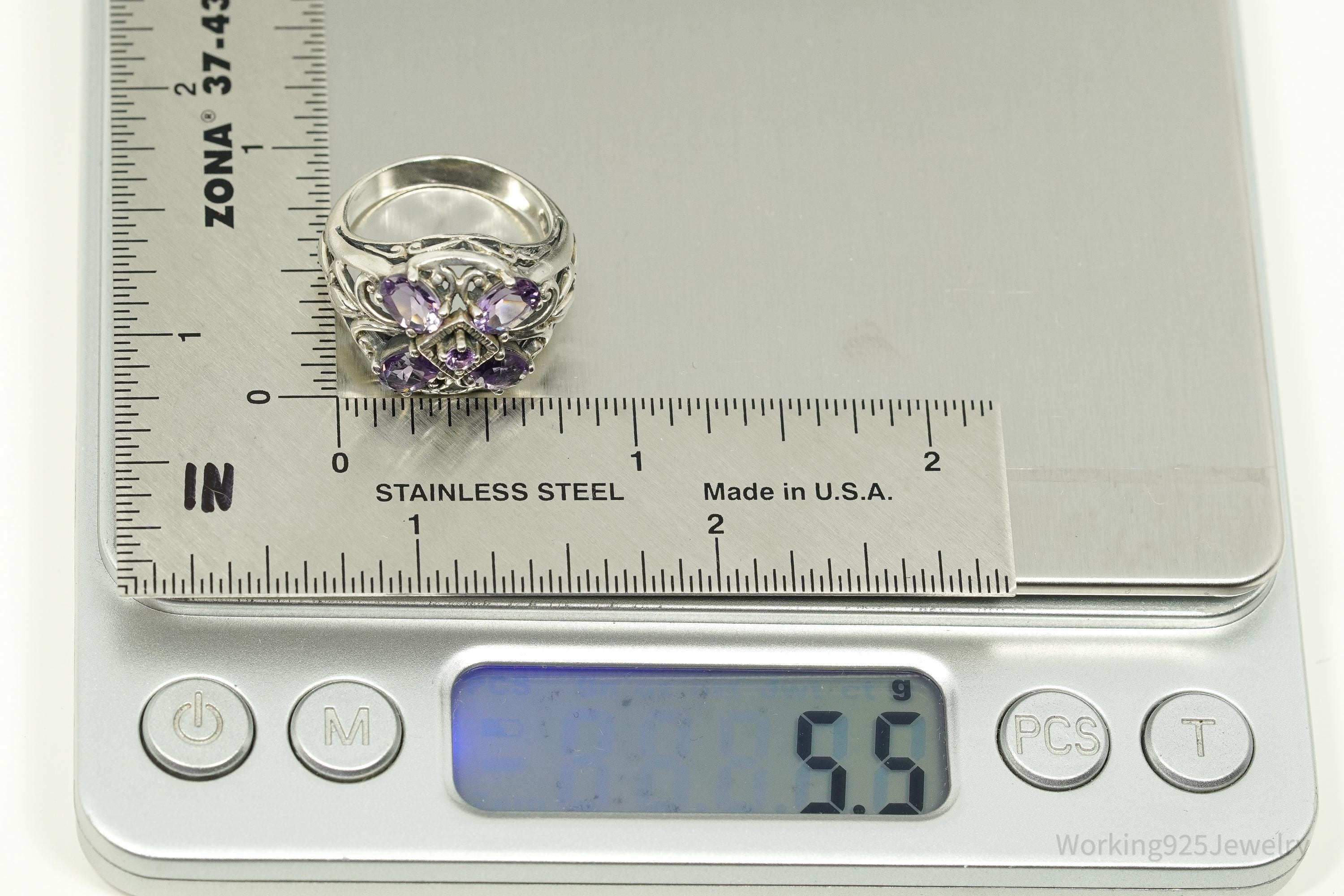 Vintage Amethyst Sterling Silver Ring - Size 7