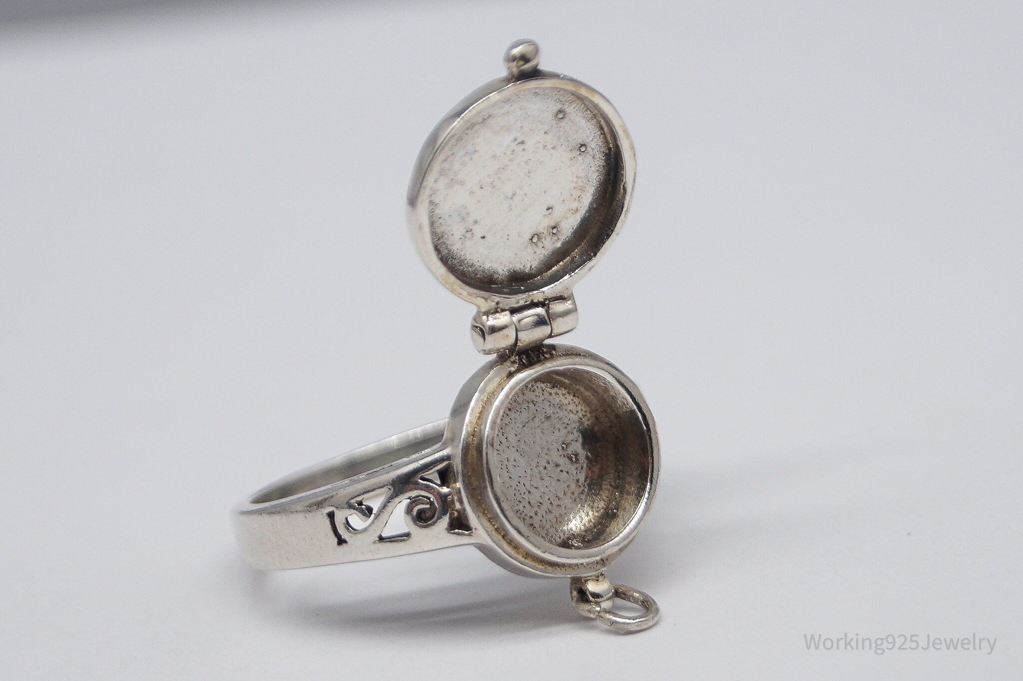 Vintage Boma Sun Face Locket Sterling Silver Ring - Size 7.5