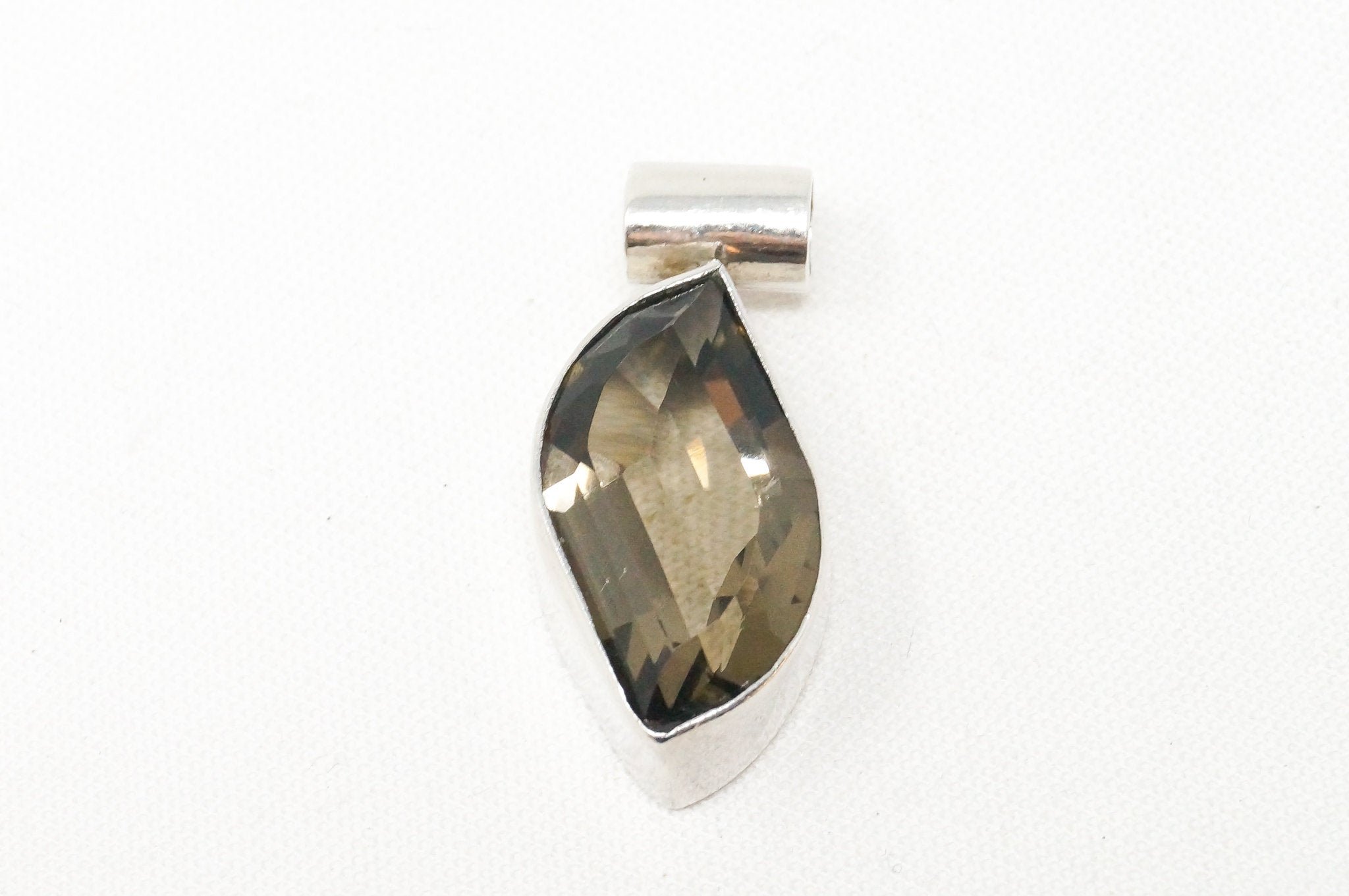 Vintage Smoky Topaz Mexico Southwestern Style Sterling Silver Pendant