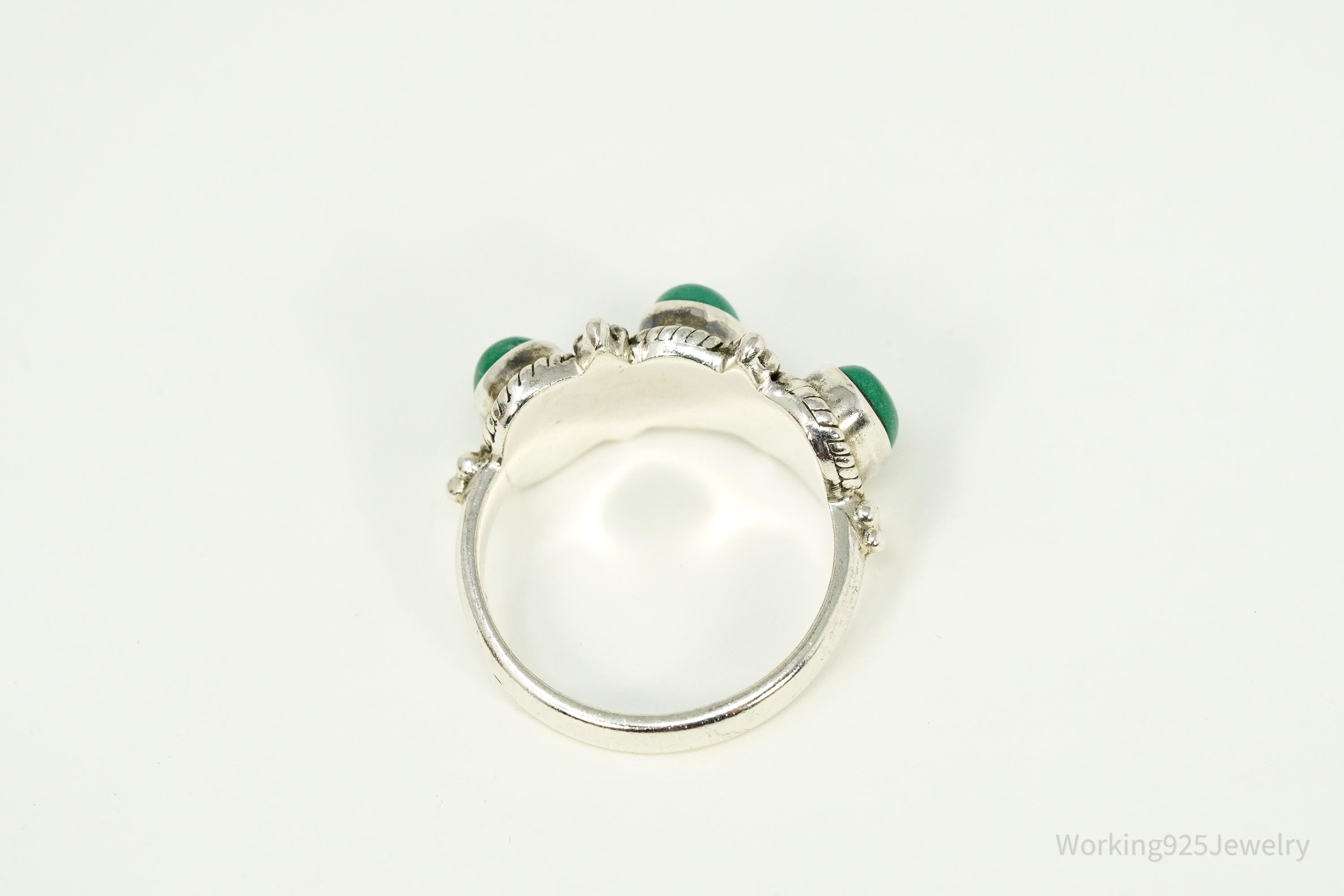 Vintage Doug Paulus Turquoise Western Style Sterling Silver Ring - Size 8