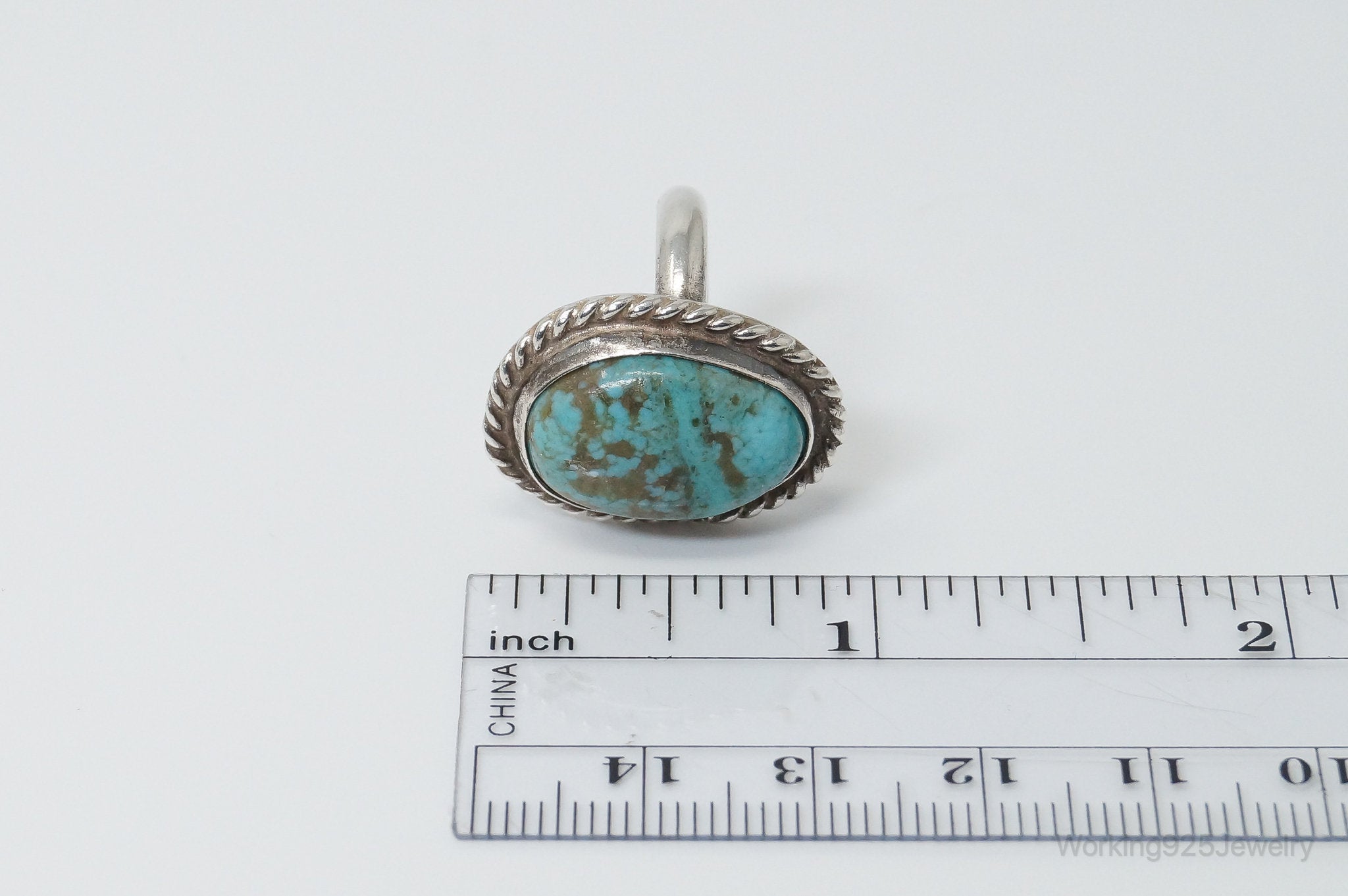 Vintage Native American Turquoise Unsigned Sterling Silver Ring - SZ 4.25