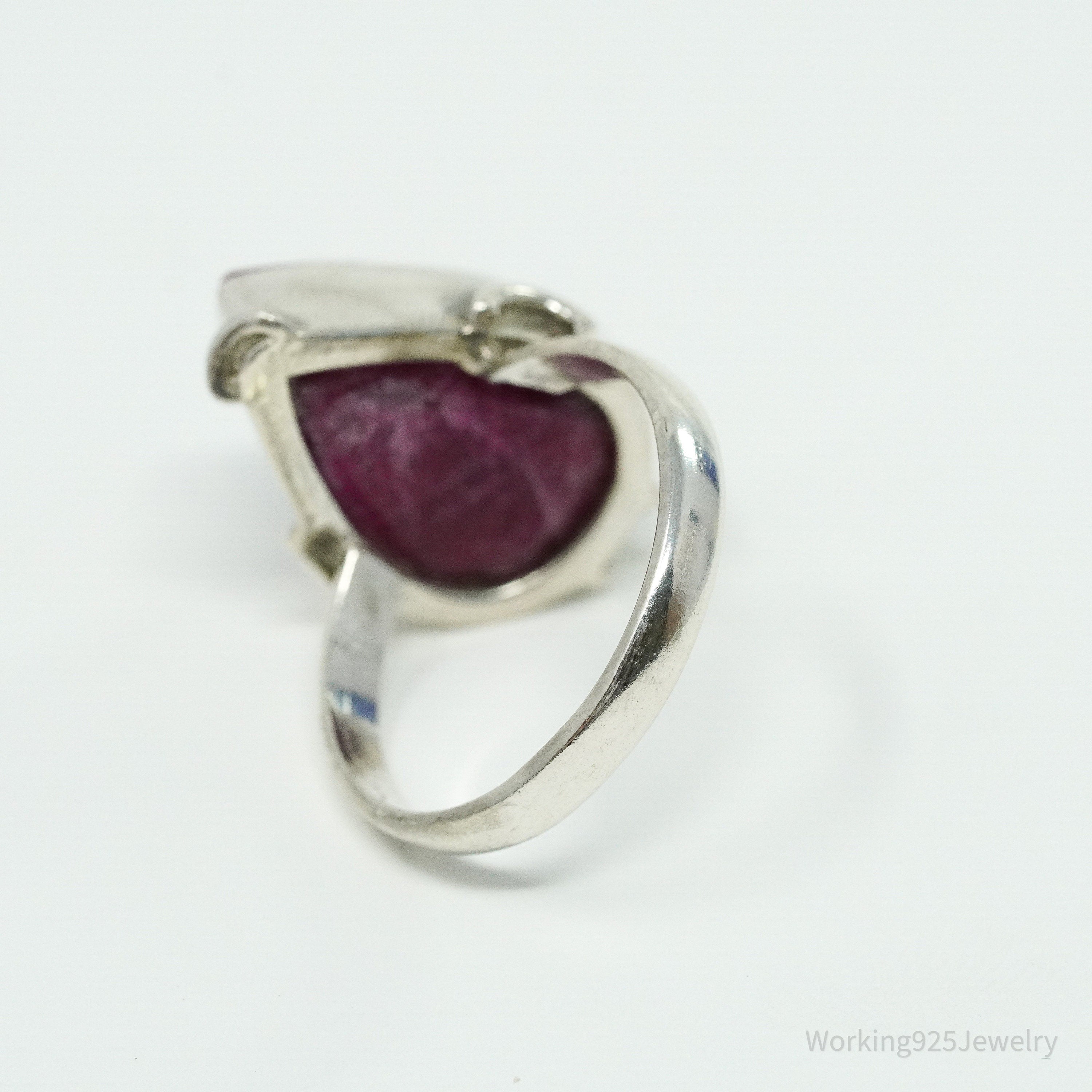 Vintage Natural Ruby Sterling Silver Ring - Size 8.25