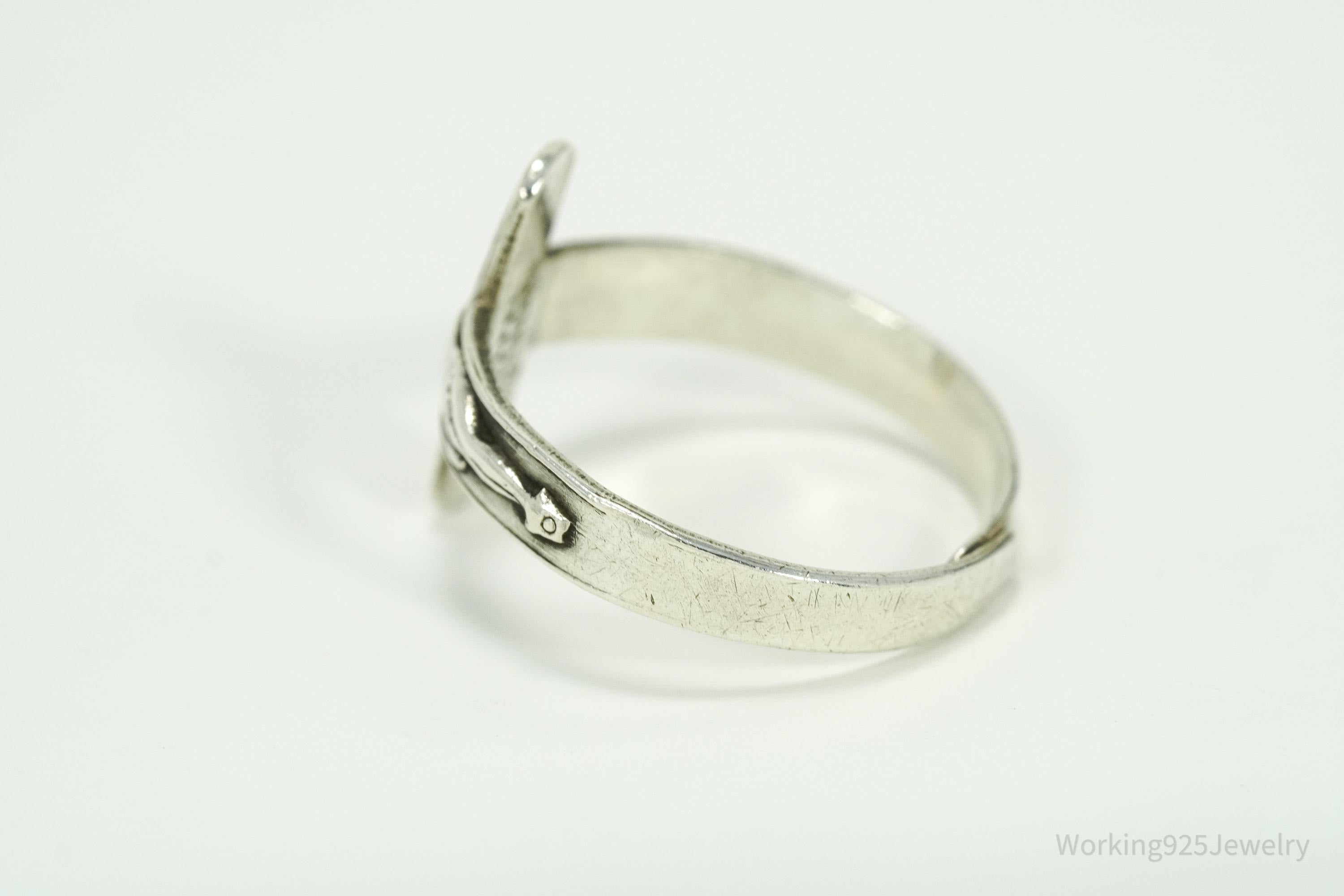 Vintage Crucifix Cross Sterling Silver Ring - Size 8.75 Adjustable