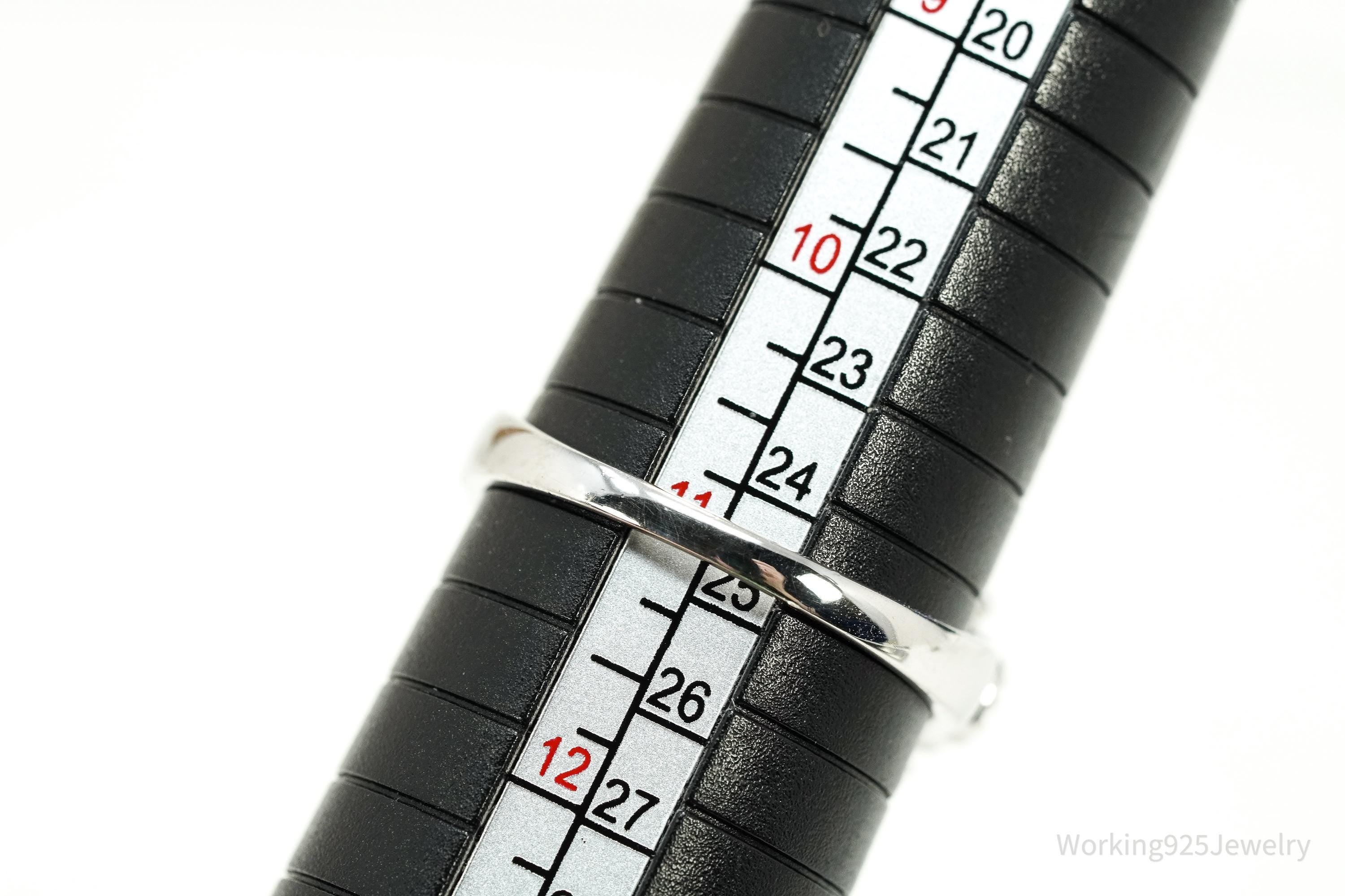 Vintage Blue Larimar & Black Spinel Sterling Silver Ring - Size 11