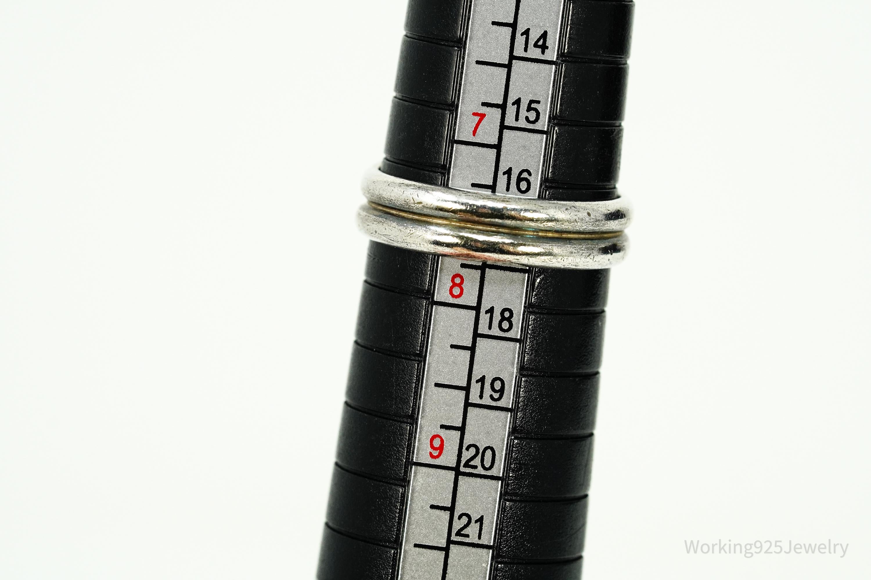 Vintage Native American Turquoise Sterling Silver Ring - Size 7.75