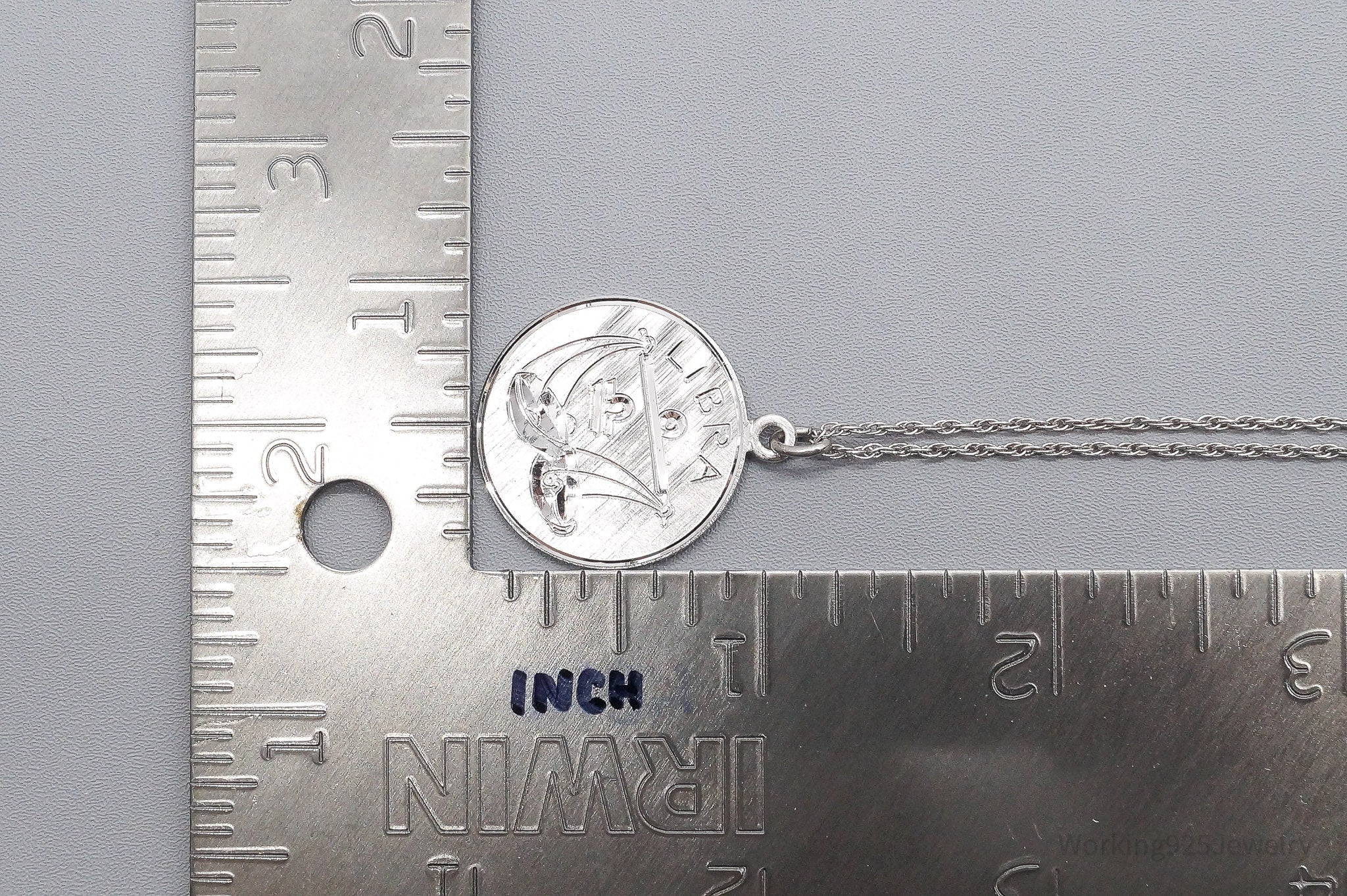 Vintage Well's Libra Sign Sterling Silver Necklace - 20"