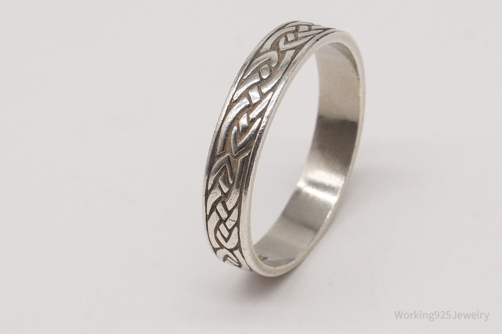 Vintage Celtic Knots Sterling Silver Band Ring - Size 11