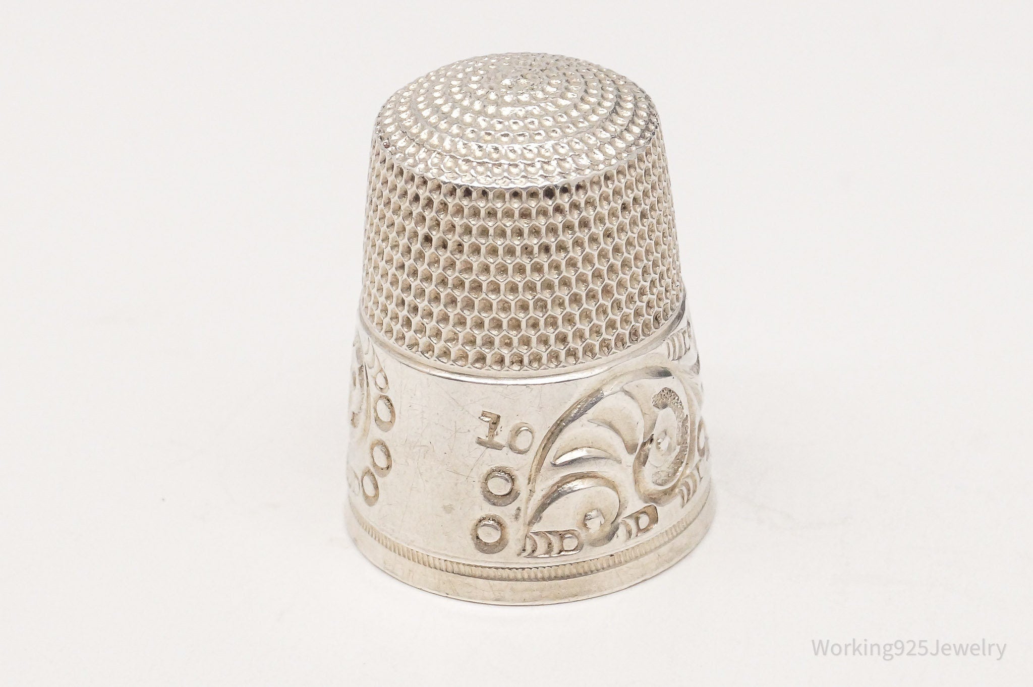 Antique Simons Bros & Co Sterling Silver Thimble Size 10