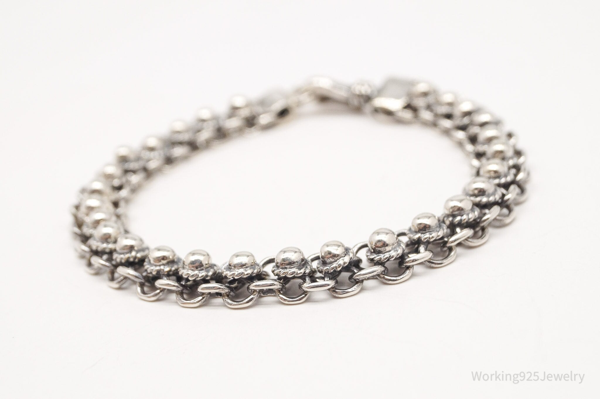 Vintage Chainmaille Sterling Silver Bracelet - 8 1/8"