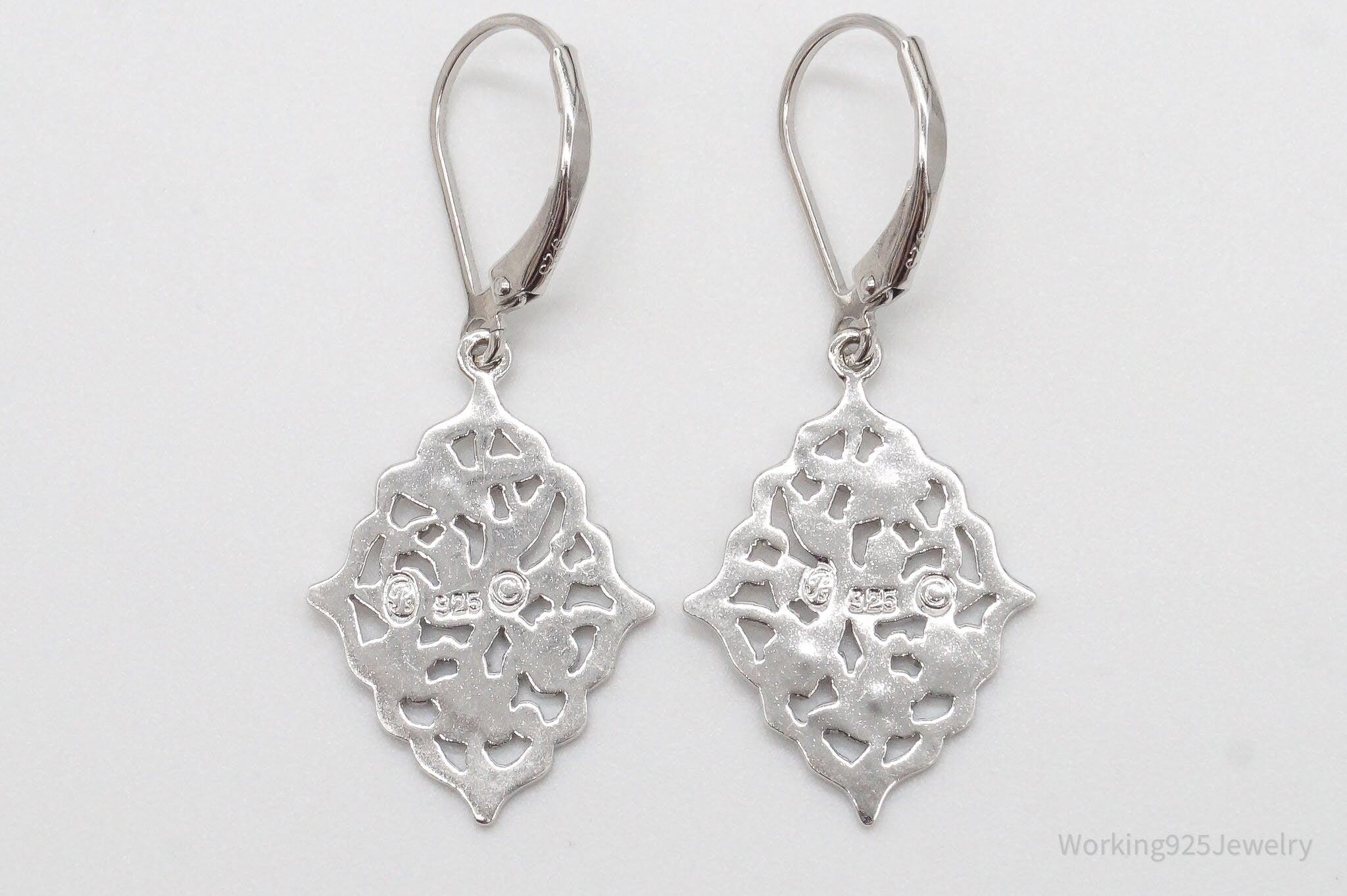 Vintage Birds & Flowers Sterling Silver Earrings