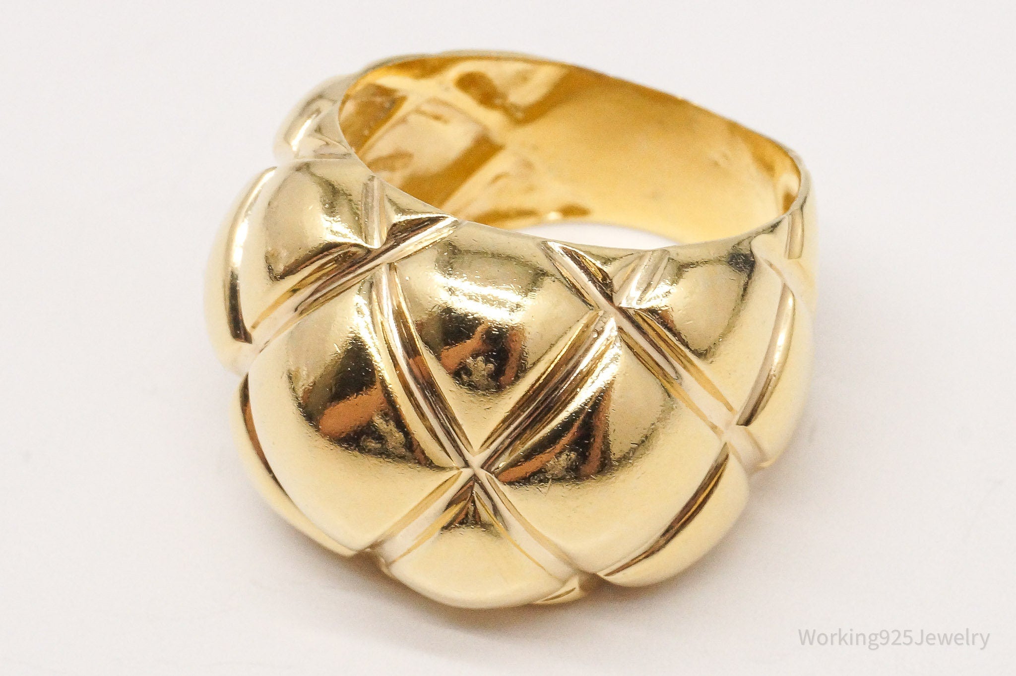 Vintage Italia Crea Yellow Gold Vermeil Sterling Silver Ring - Size 8