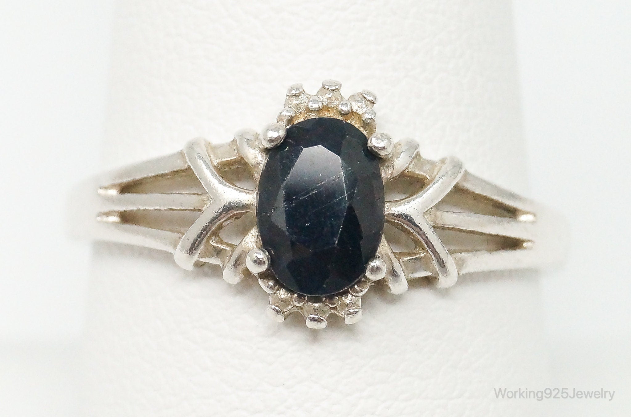 Vintage Sapphire Sterling Silver Ring - Size 9