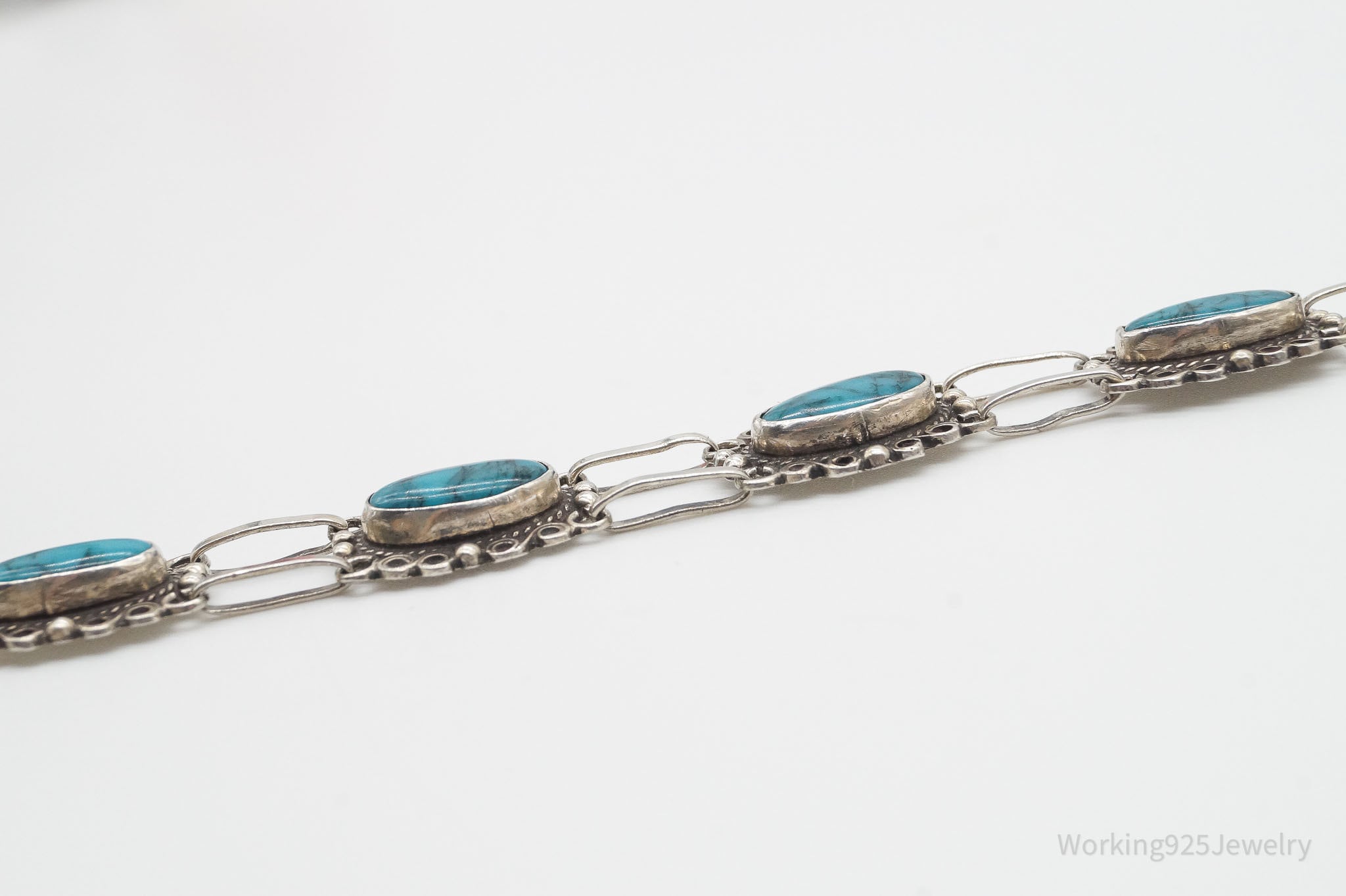 Vintage Handmade Native American Turquoise Sterling Silver Bracelet