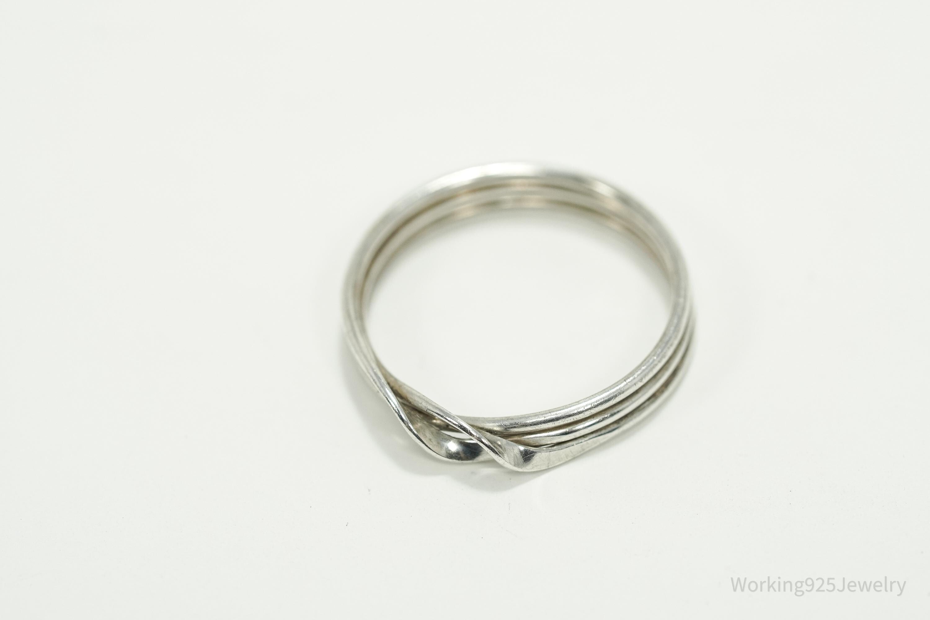 Vintage Threads Of Life Silver Band Ring - Size 6.75