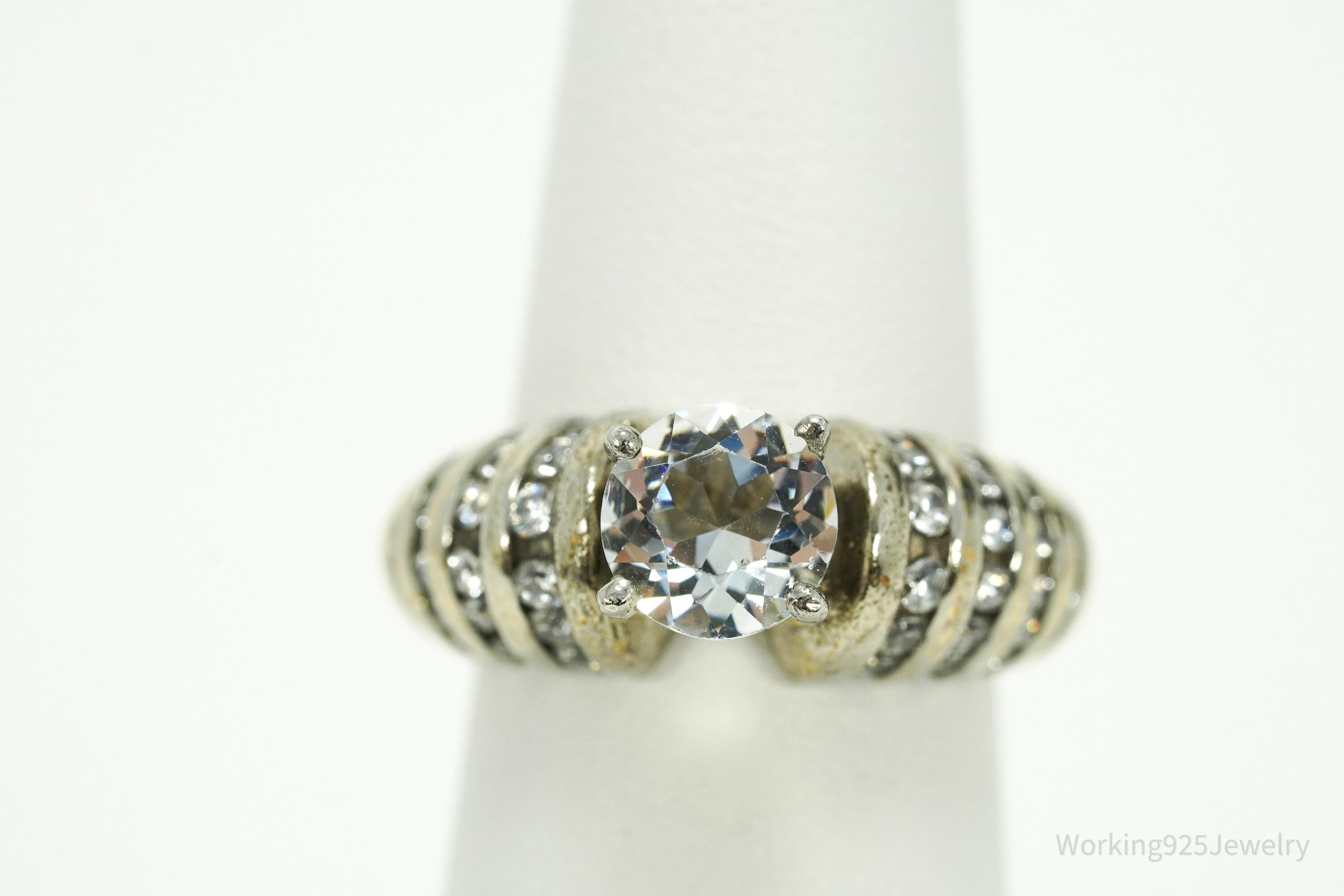 Vintage UTC Cubic Zirconia Gold Vermeil Sterling Silver Ring Size 5.5