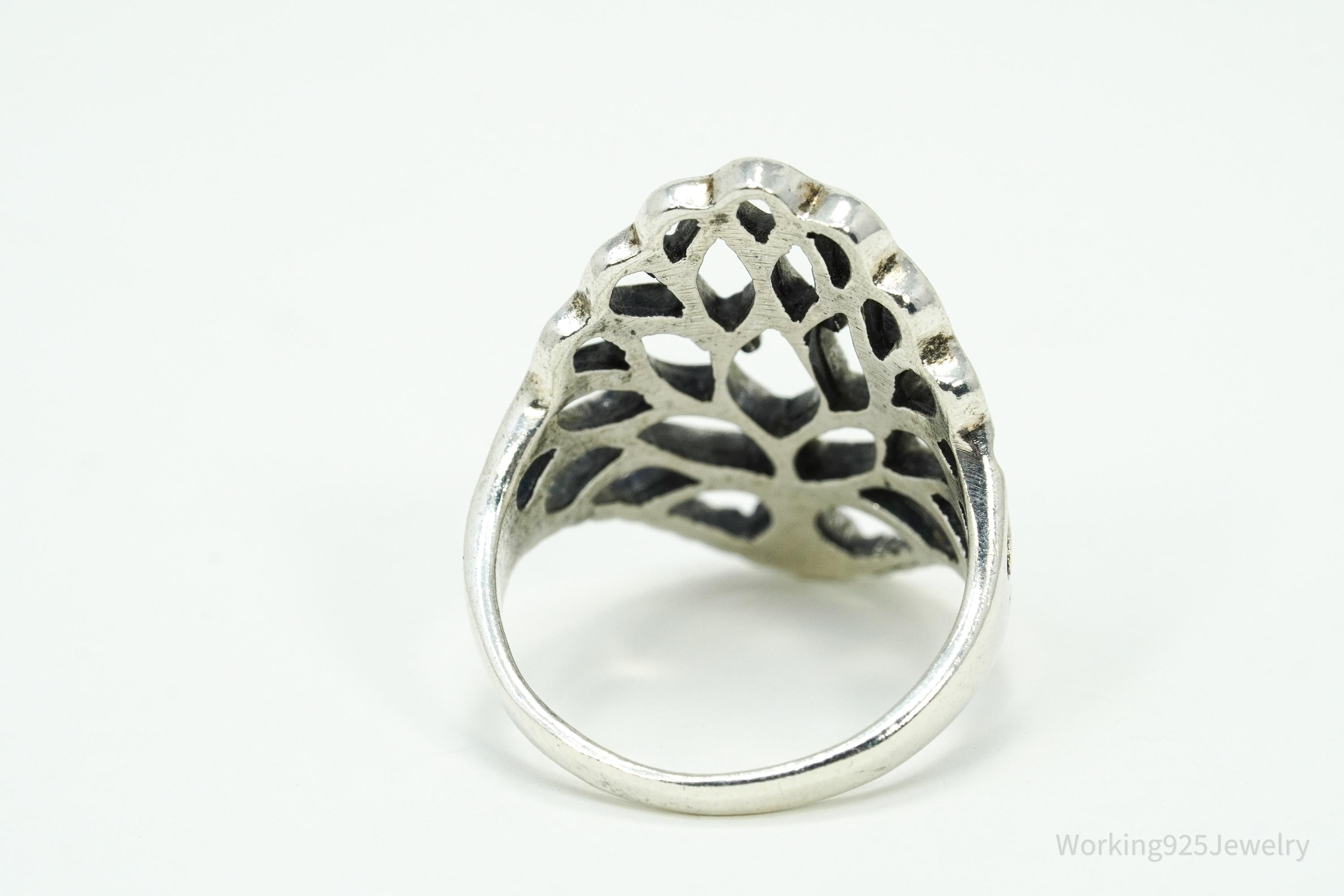 Vintage Tree Of Life Sterling Silver Ring - Size 8.25