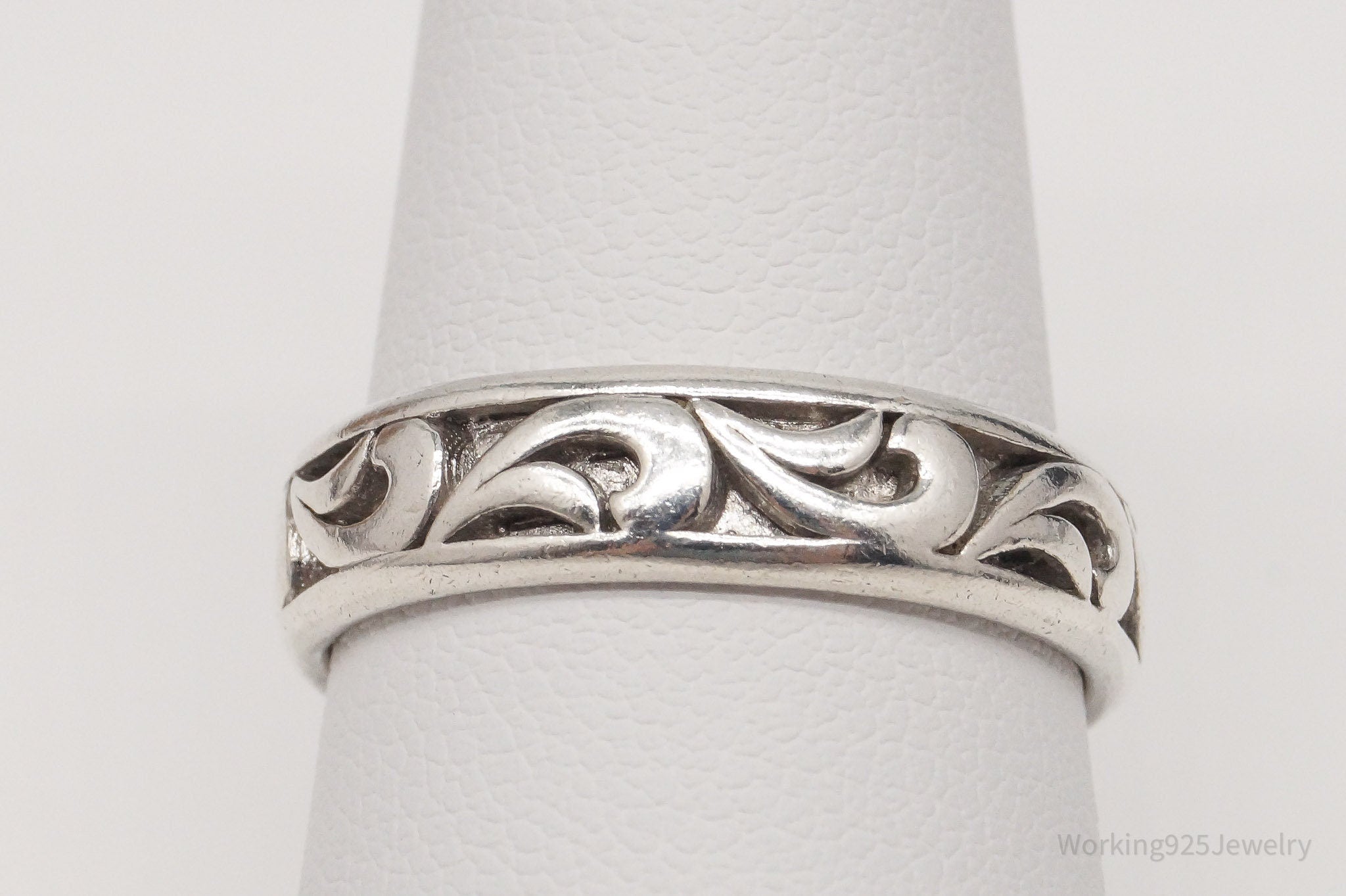 Vintage Art Deco Sterling Silver Band Ring - Size 8.75