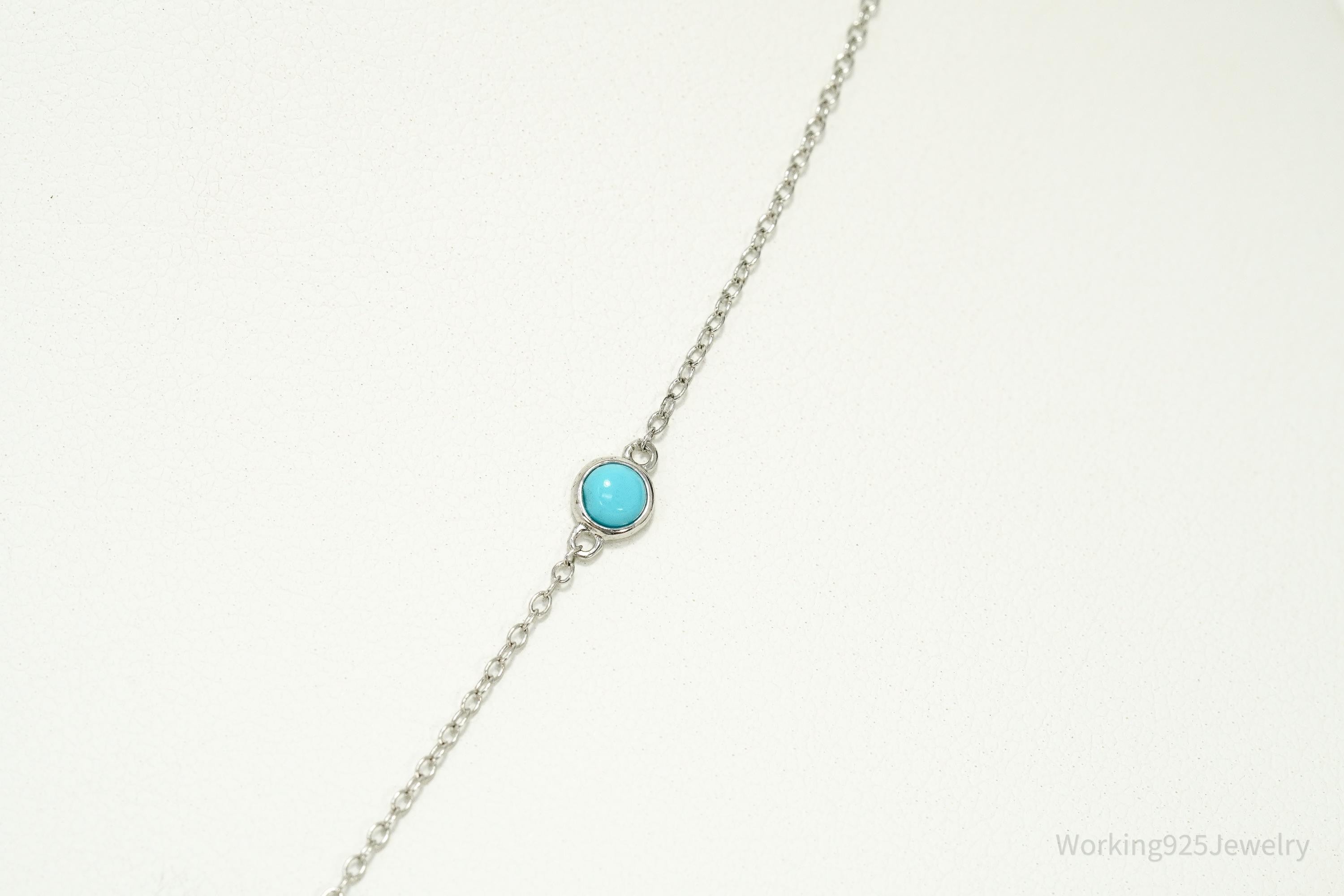 Blue Turquoise Sterling Silver Necklace 18"