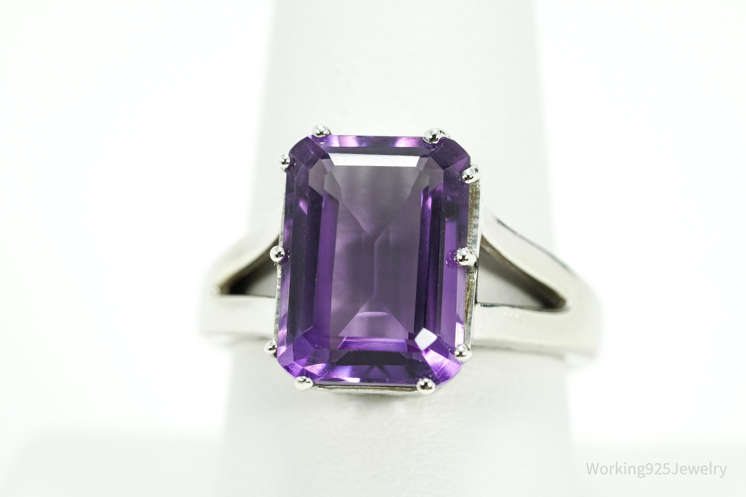 Vintage LNT Amethyst Sterling Silver Ring - Size 8.75