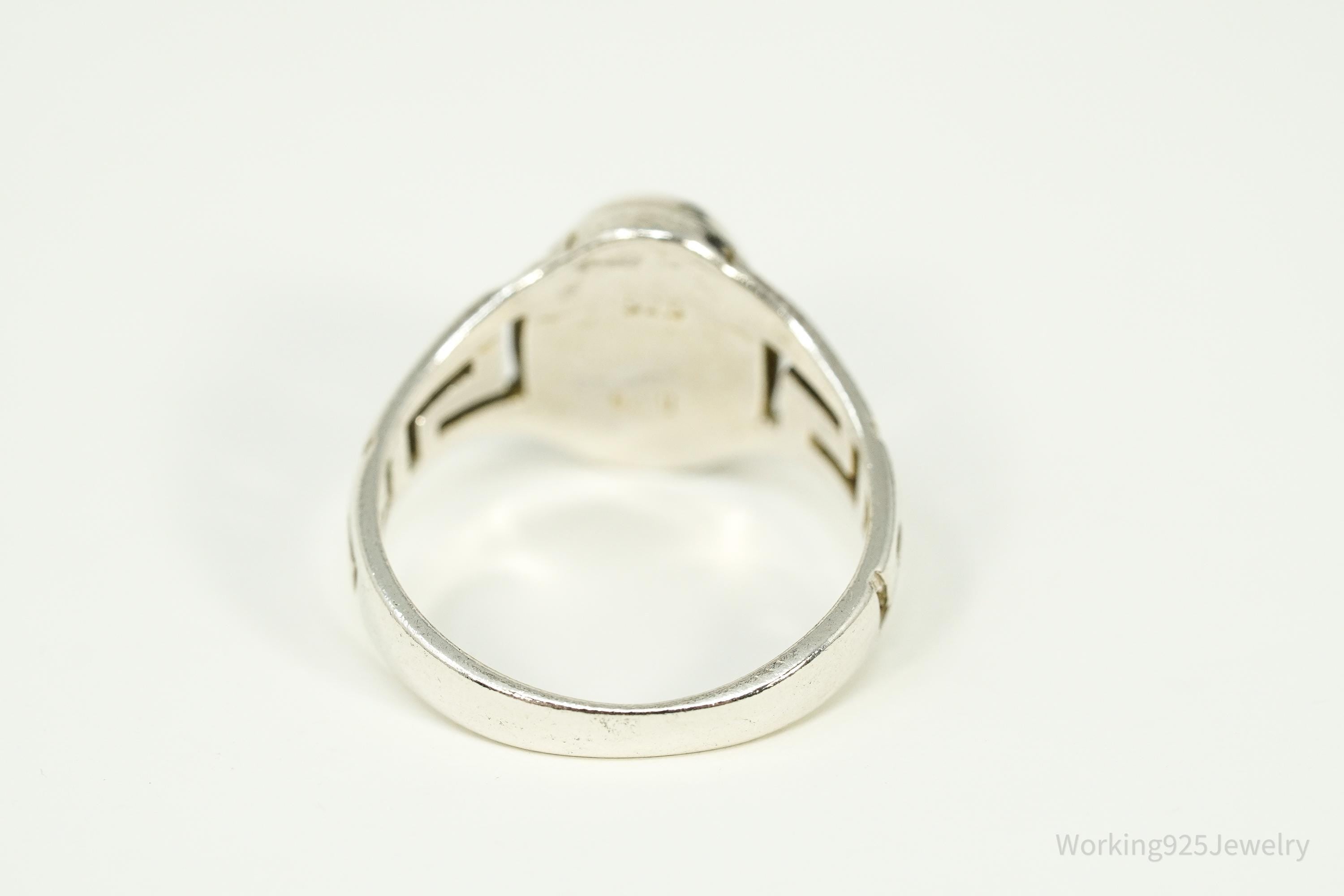 Vintage Blue Lapis Lazuli Sterling Silver Ring - Size 7.5