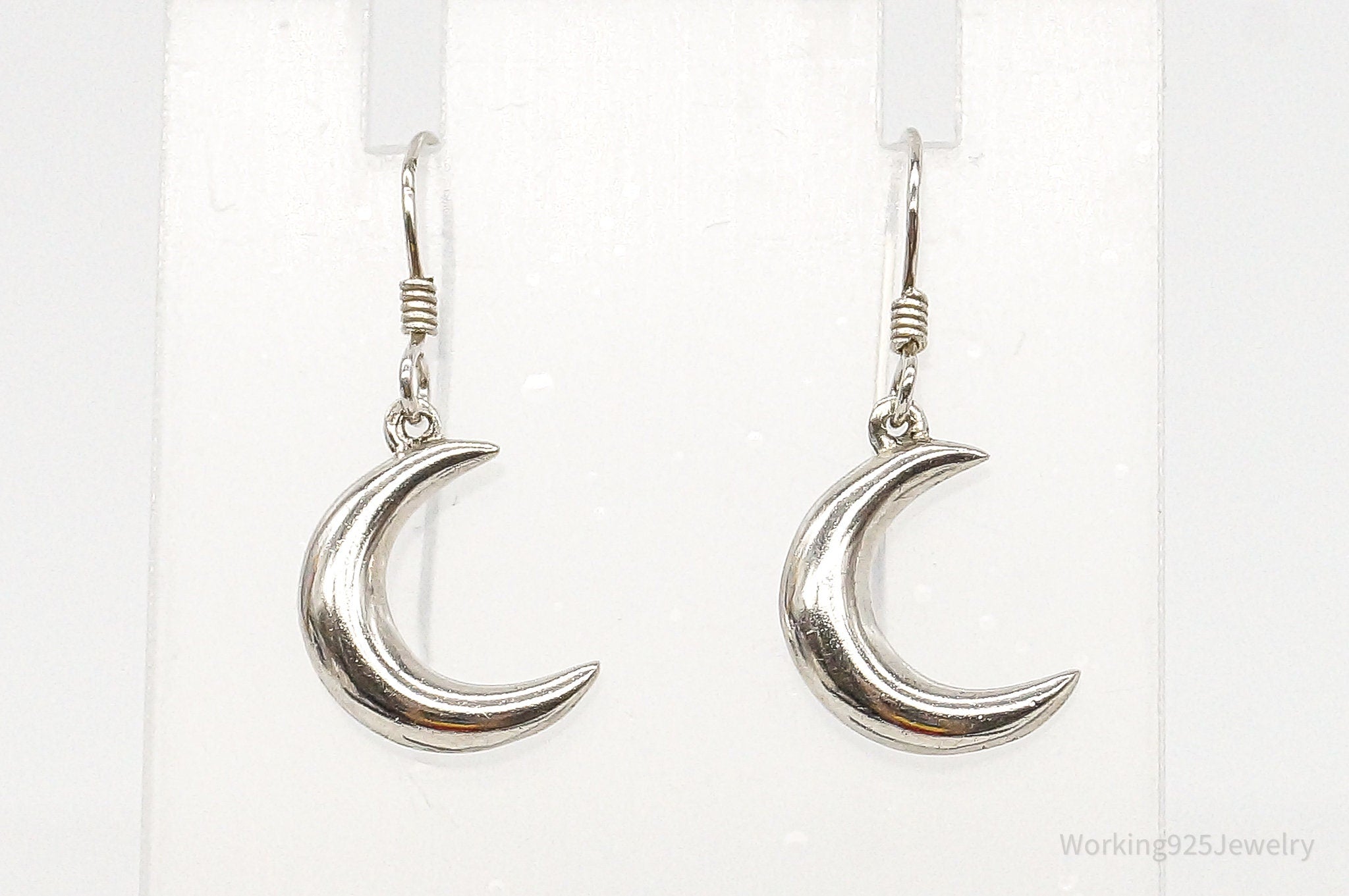 Vintage Puffy Moon Sterling Silver Earrings