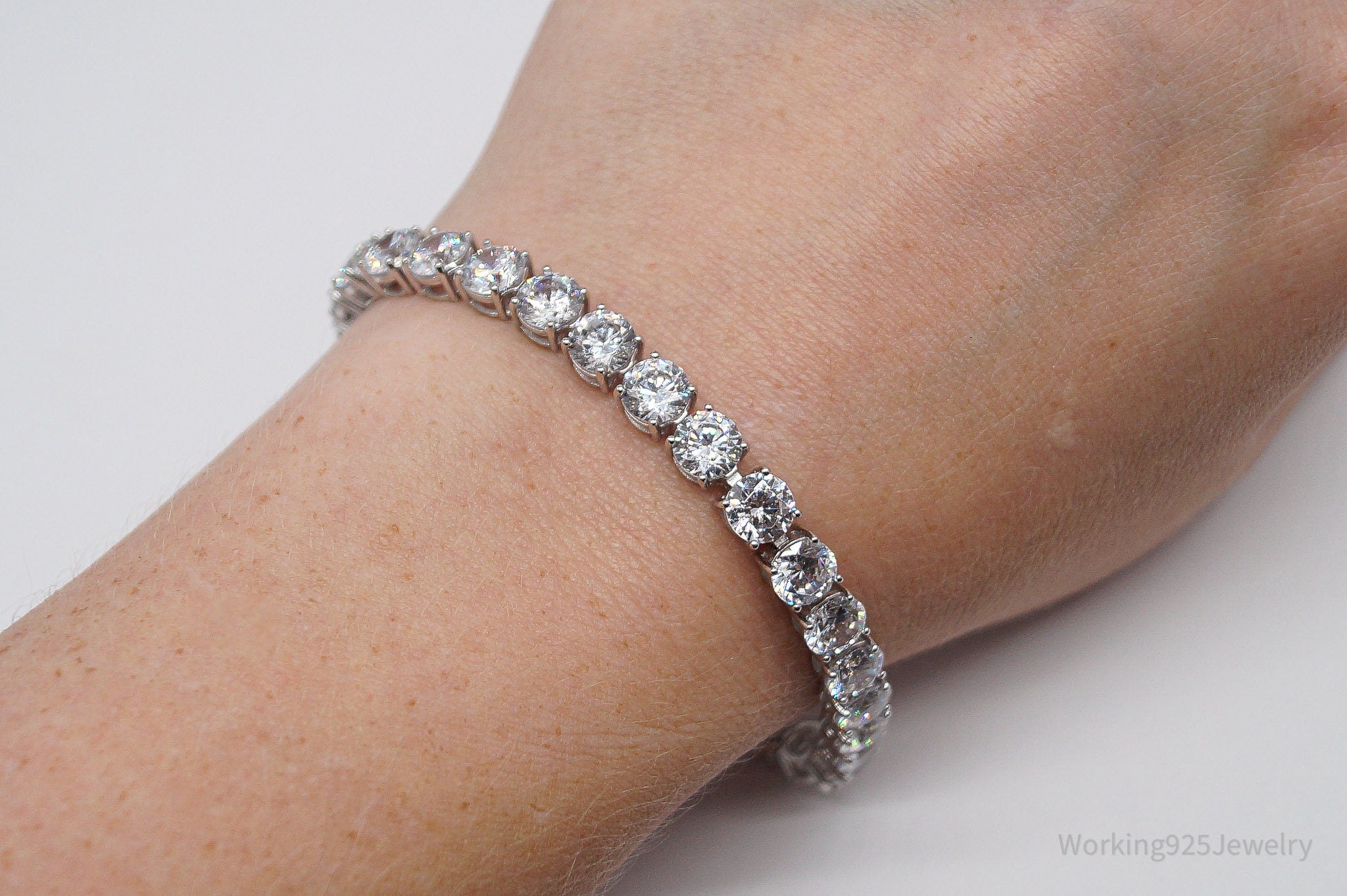 JTVs PAJ Large Cubic Zirconia Sterling Silver Tennis Bracelet - 8 3/8"