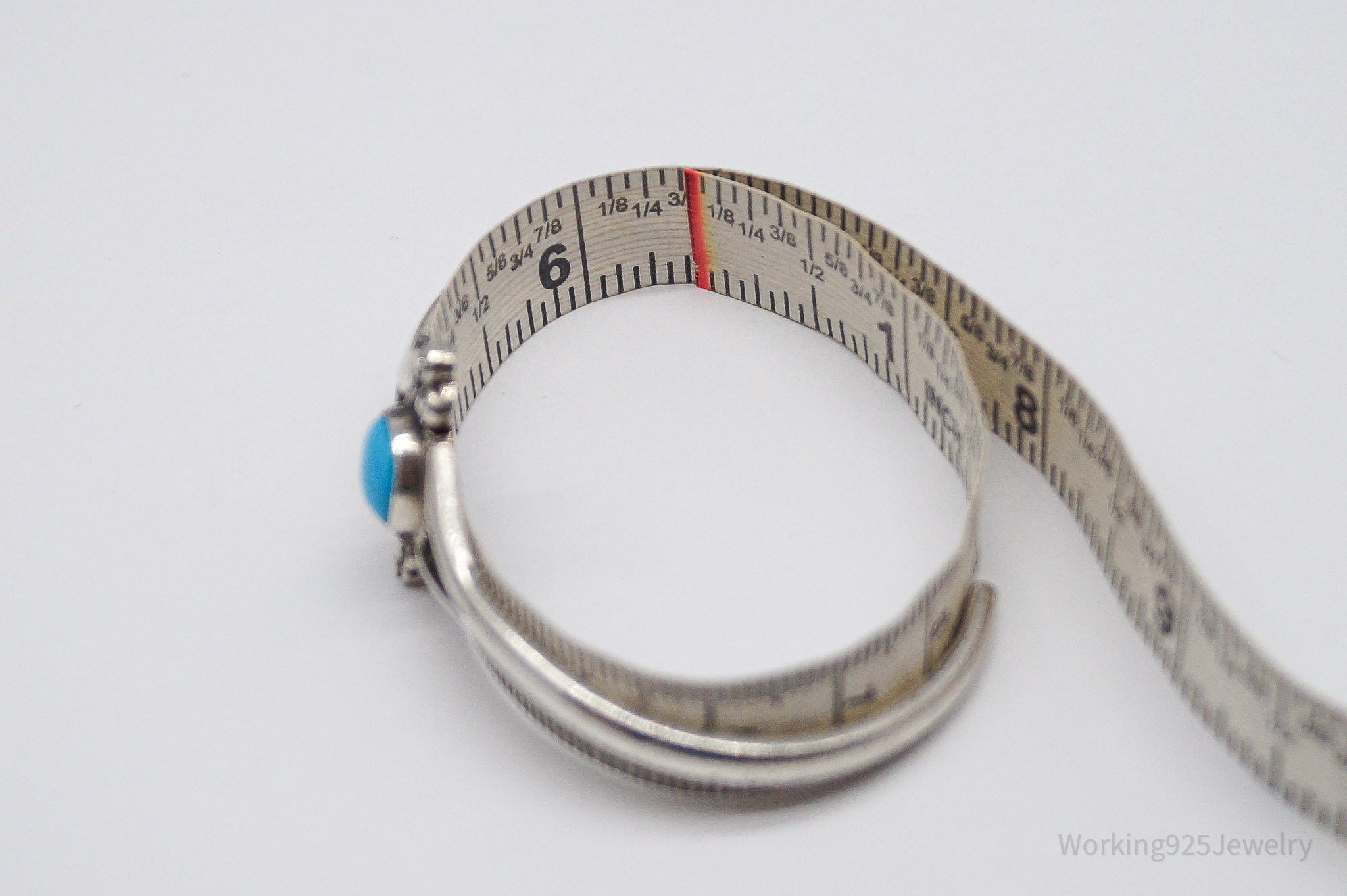 Vintage Mexico Blue Turquoise Sterling Silver Bracelet - 6 3/8"