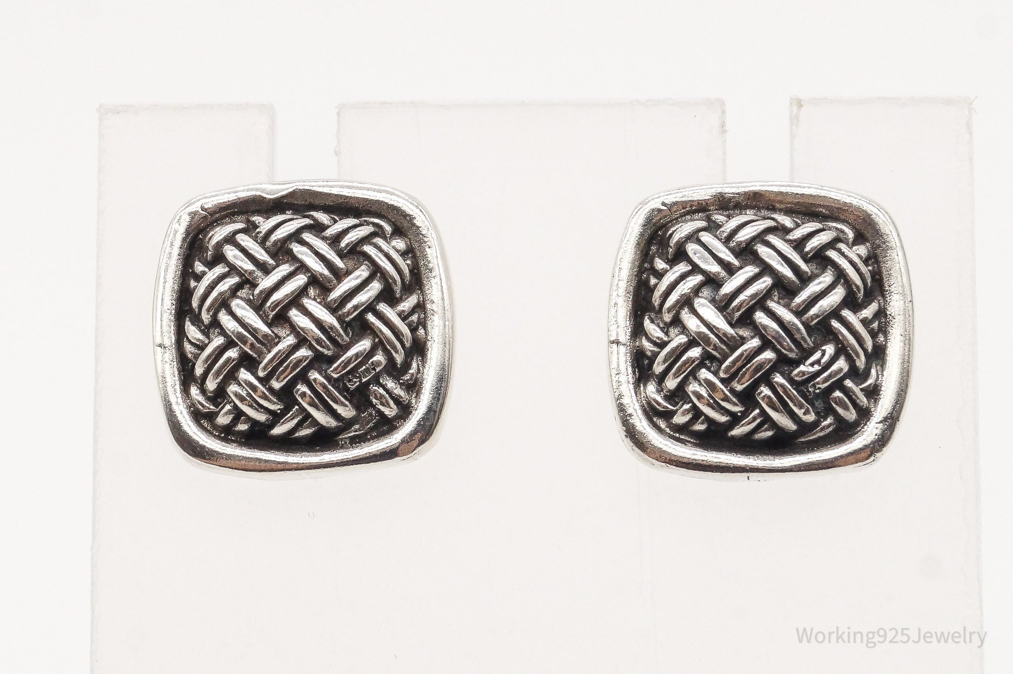 Vintage Sterling Silver Weave Designer Earrings