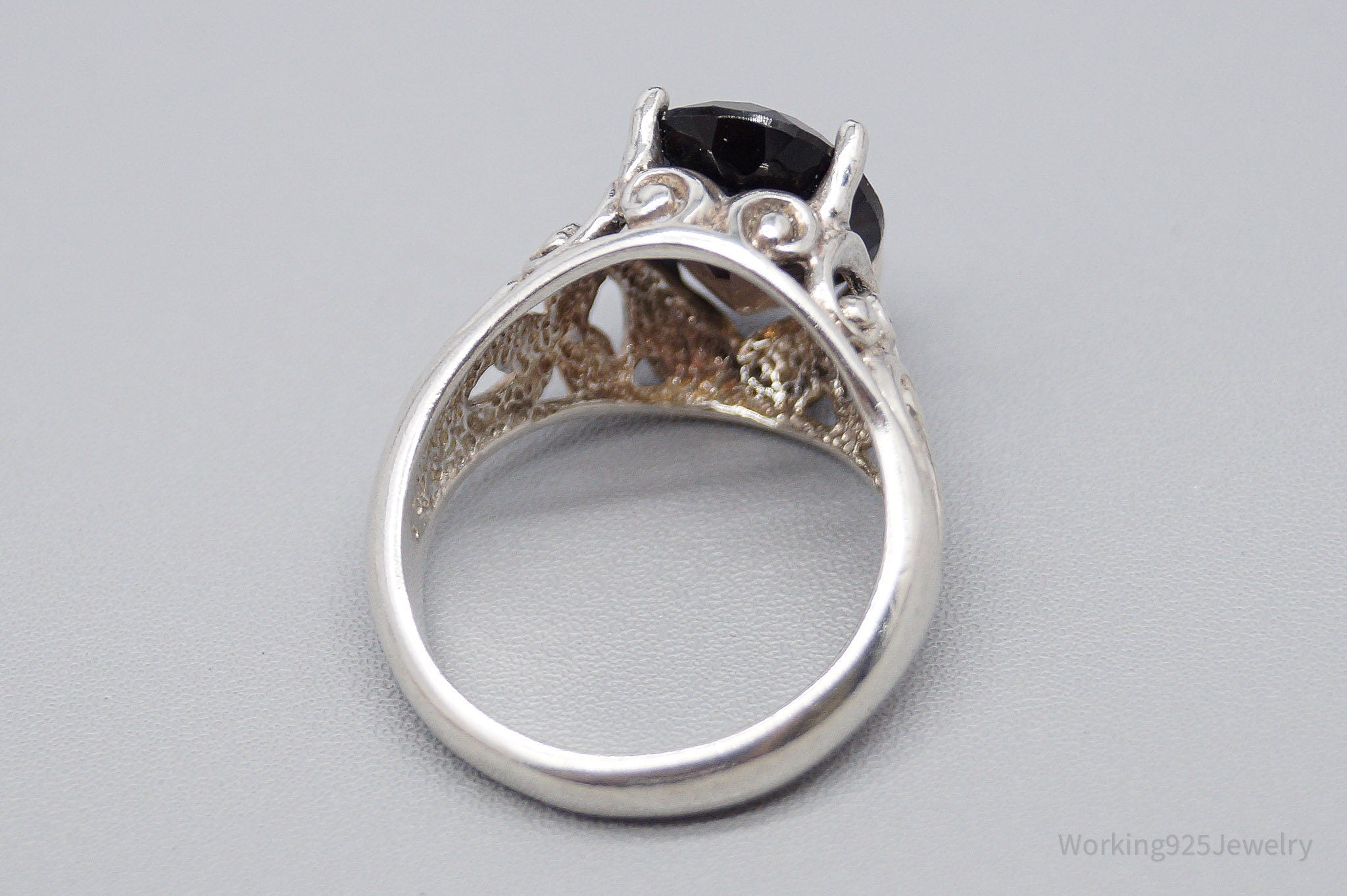Vintage Large Smoky Topaz Sterling Silver Ring - Size 7.75