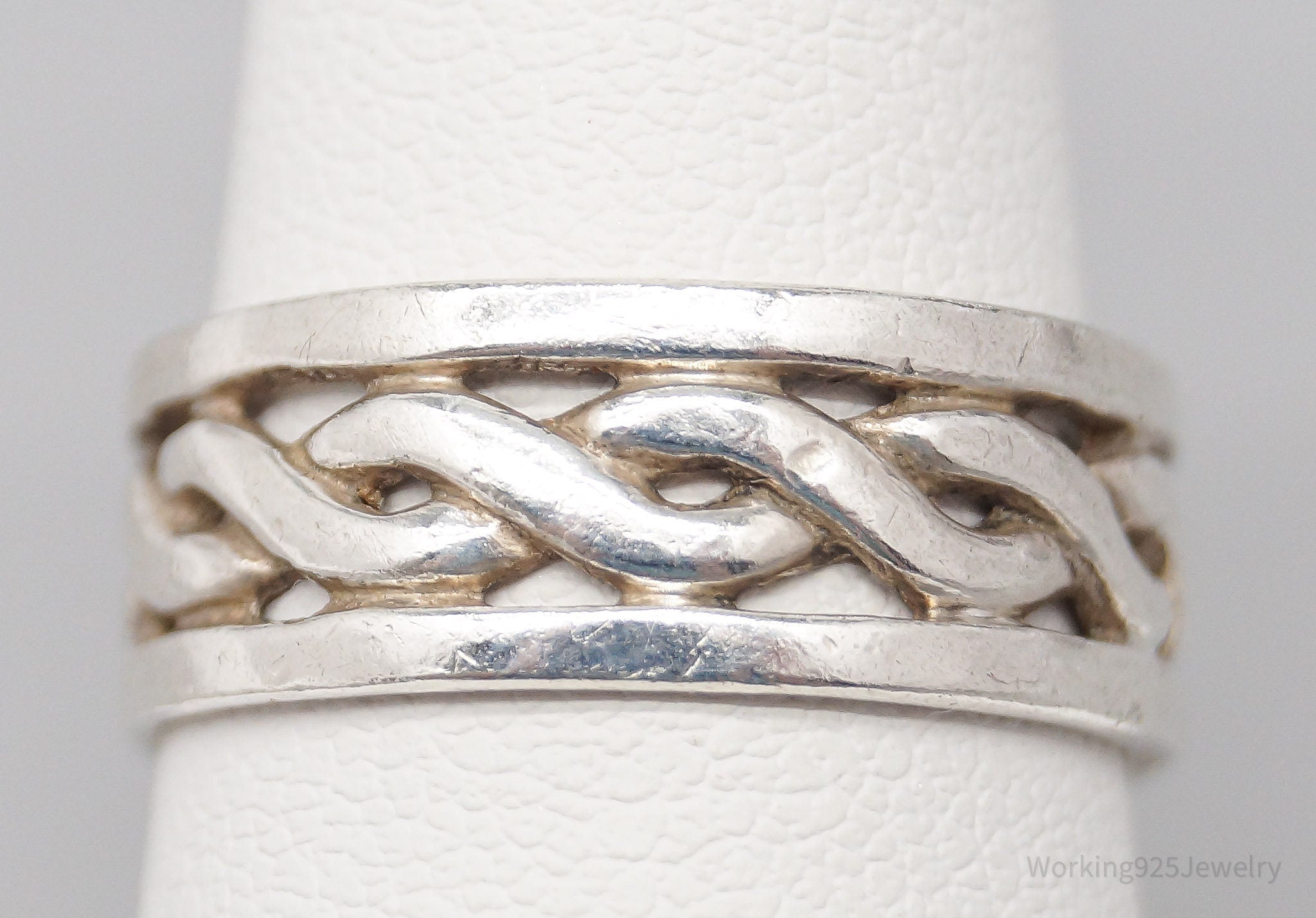 Vintage Twist Design Sterling Silver Band Ring - Size 6.5