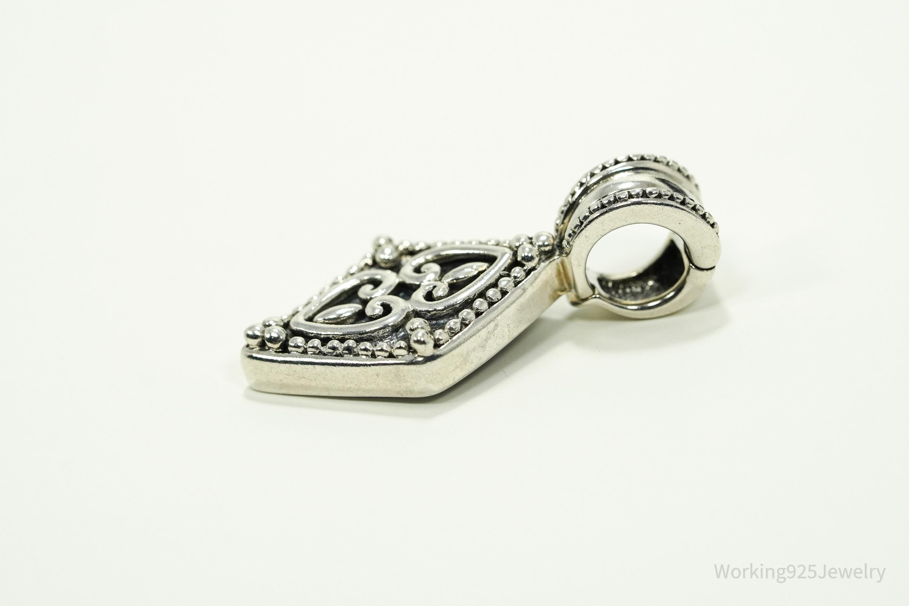 Vintage Sadye L Vassil SLV Filigree Ornate Sterling Silver Pendant 1.5"