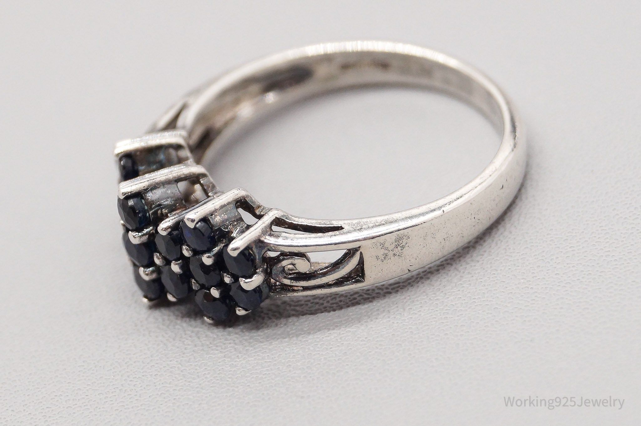 Vintage CNA Blue Sapphire Sterling Silver Ring - Size 6.75