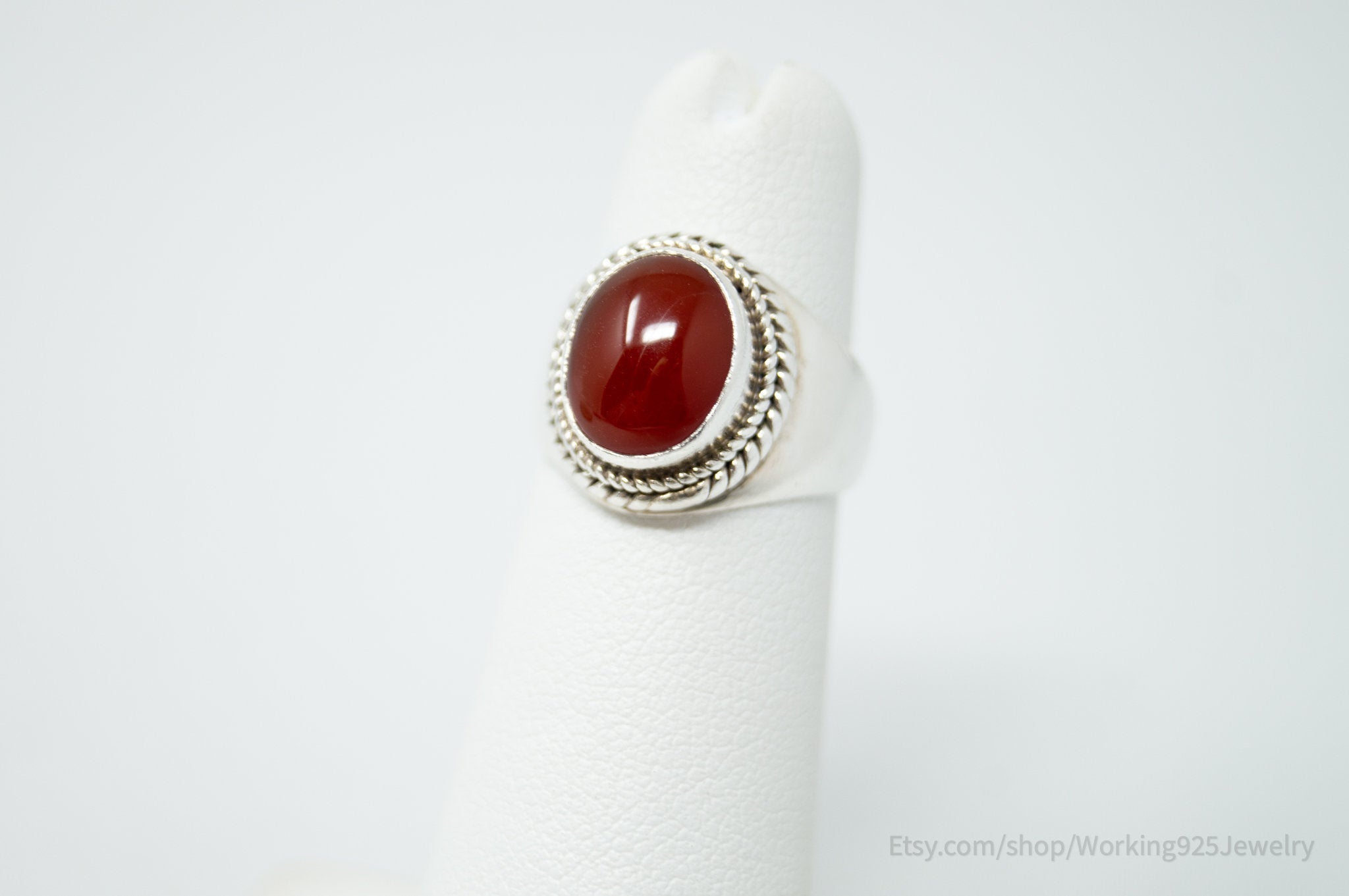 Vintage Western Style Carnelian Sterling Silver Ring - Size 3.5