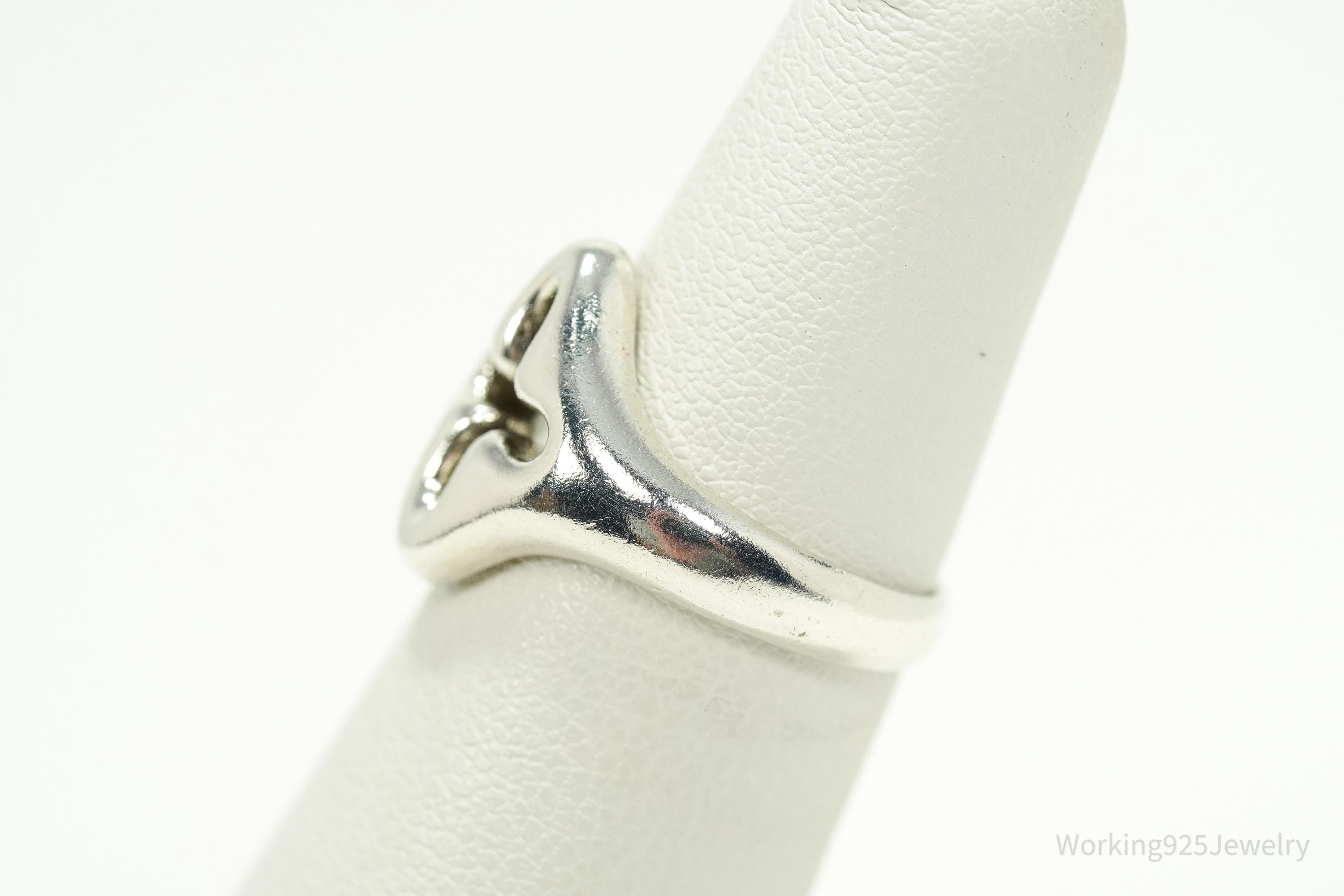 Vintage Silver Cross Cut Out Band Ring - Size 5