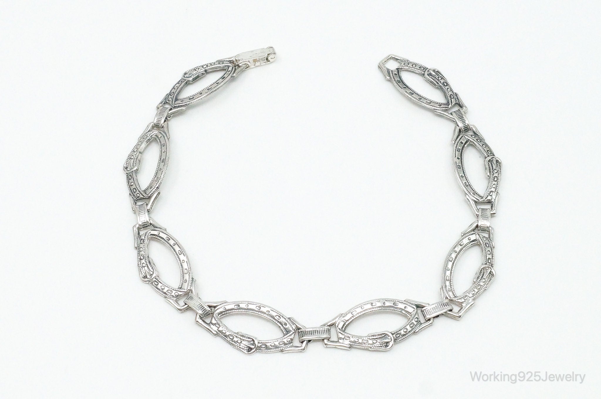 Vintage Southwestern Style Belt Sterling Silver Link Bracelet